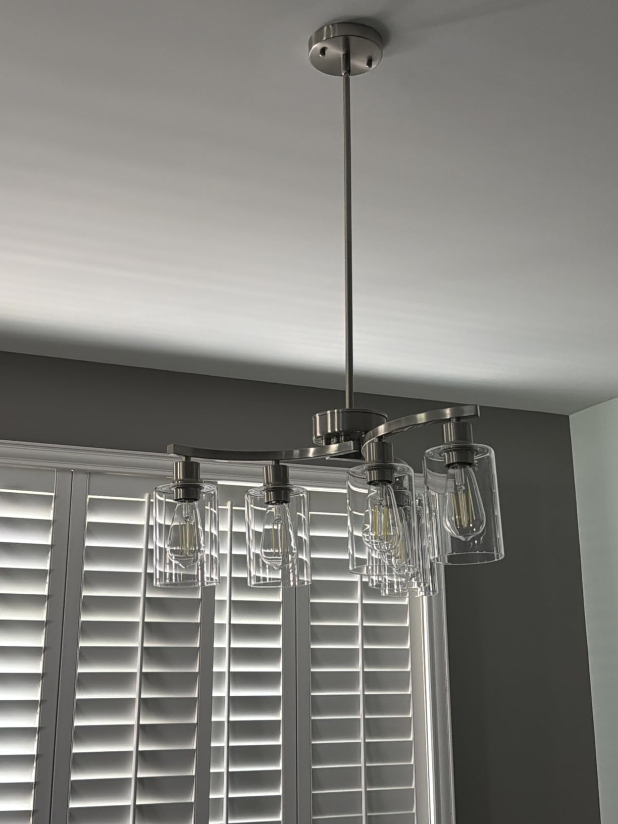 CNRATYE 6-Light Modern Farmhouse Black Chandelier, Contemporary Dining Room Light Fixture, Adjustable Height Hanging Industrial Pendant Lights Kitchen Island, Clear Glass Shade customer photo 1