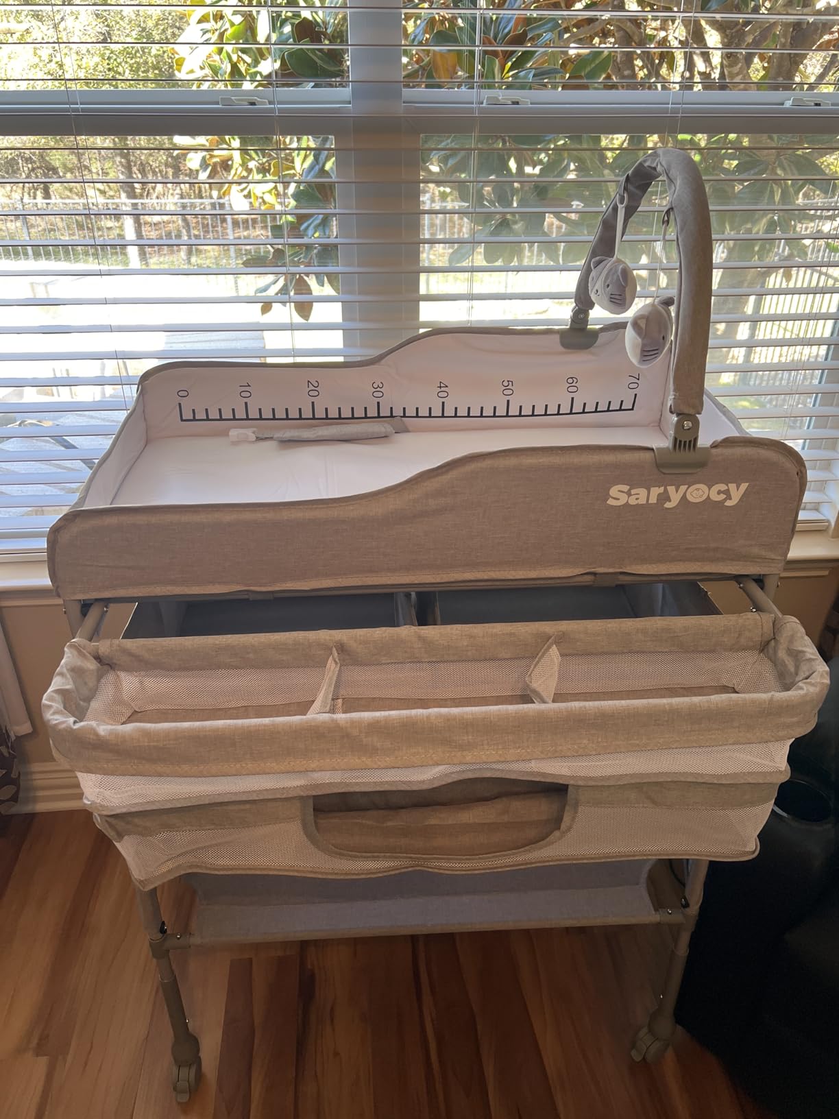 Baby Changing Table, Mobile Folding Diaper Changing Station with Adjustable Height, Waterproof Surface, 2 Storage Drawers customer photo 2