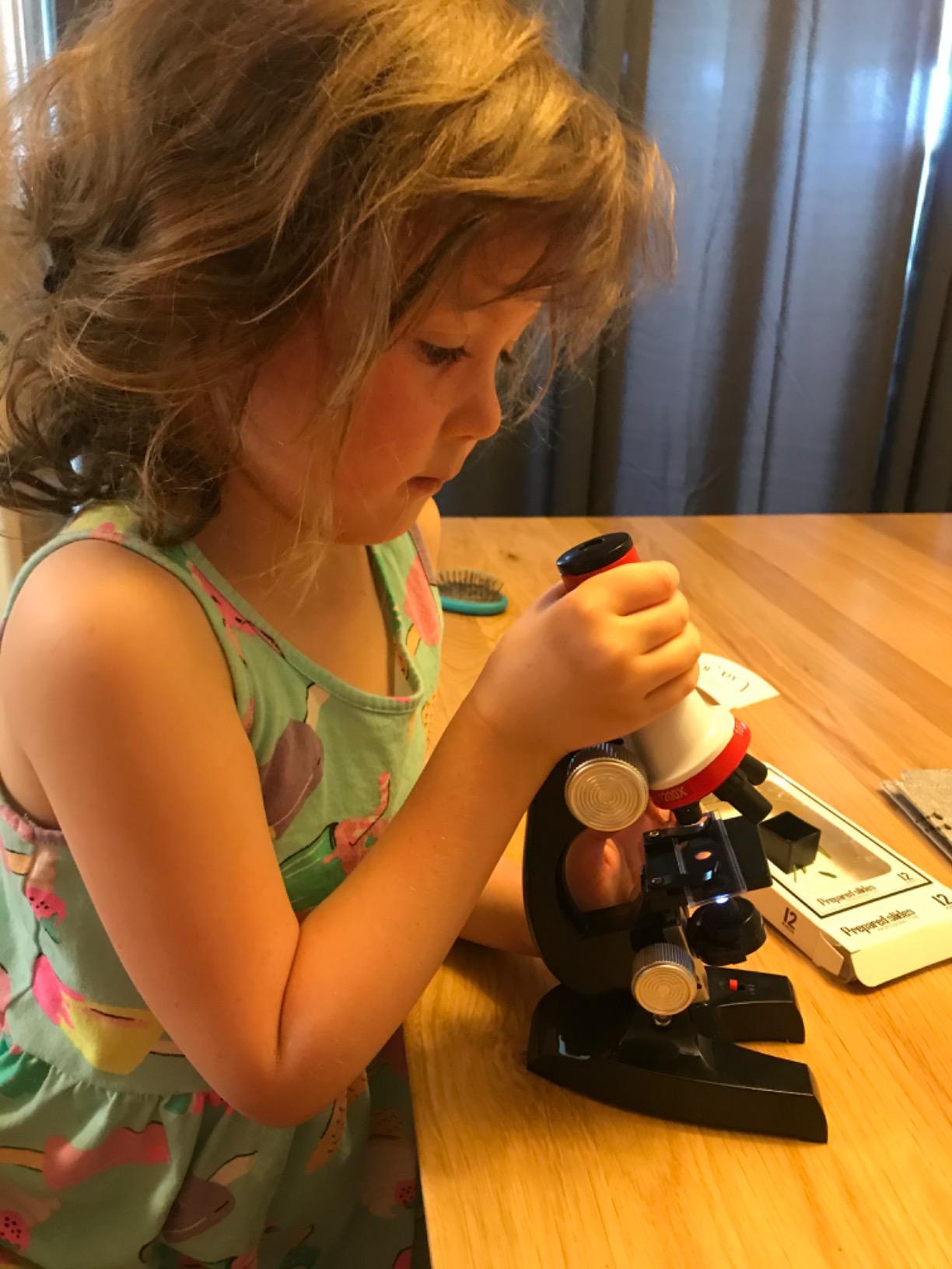 Kids Microscope with LED Light - 100X/400X/1200X Magnification | Beginner science kit, includes prepared 12 slides, monocular view, educational STEM gift for ages 5-12 customer photo 1