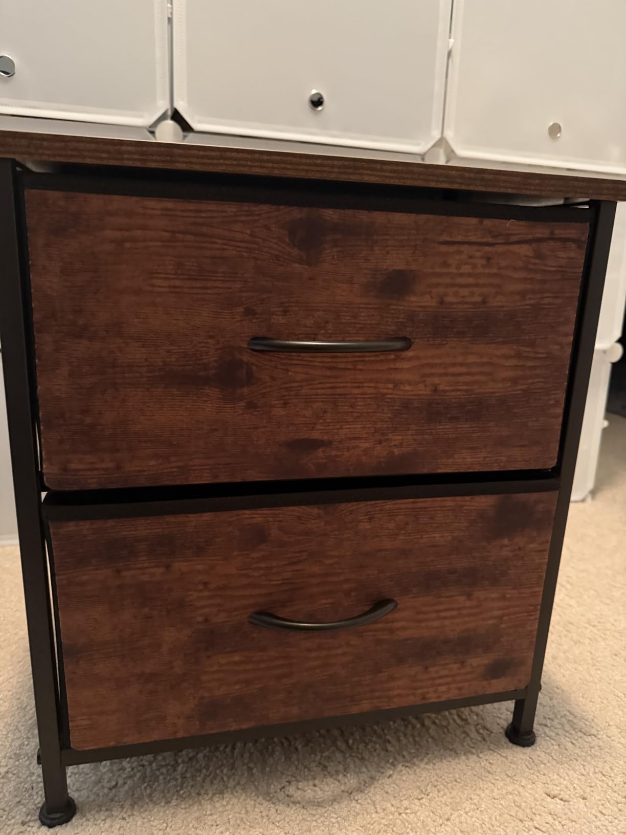 Sweetcrispy Nightstand Set of 2 with 2 Storage Drawers, Small Bedside Table, Compact Nightstand for Bedroom, Closet and Small Spaces customer photo 2