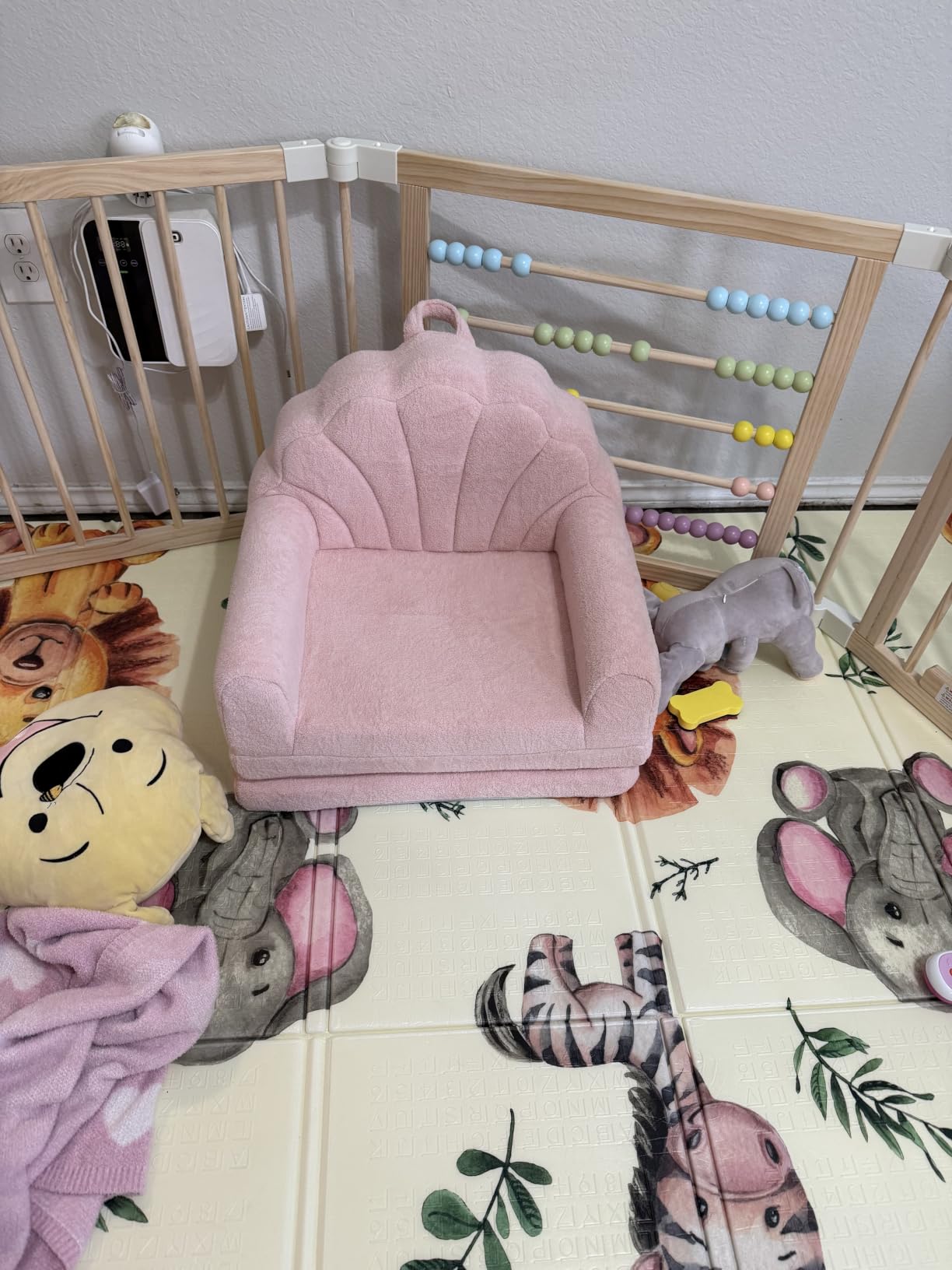Blissful Diary Kids Couch, 2-in-1 Soft Kids Sofa, Kids Sofa Chair, Comfy Kids Furniture for Playroom, Reading & Play, Shell Pink customer photo 1