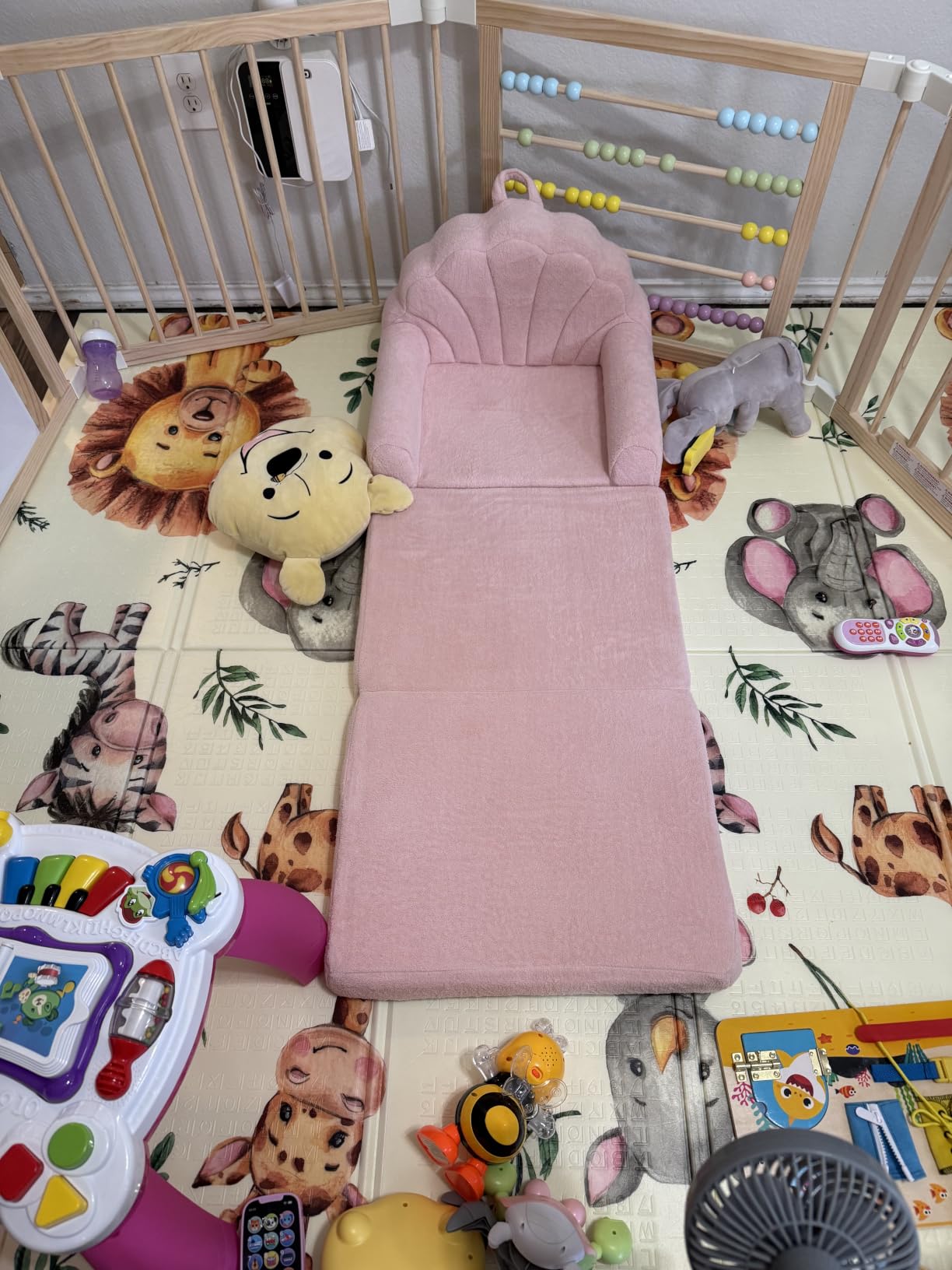Blissful Diary Kids Couch, 2-in-1 Soft Kids Sofa, Kids Sofa Chair, Comfy Kids Furniture for Playroom, Reading & Play, Shell Pink customer photo 2