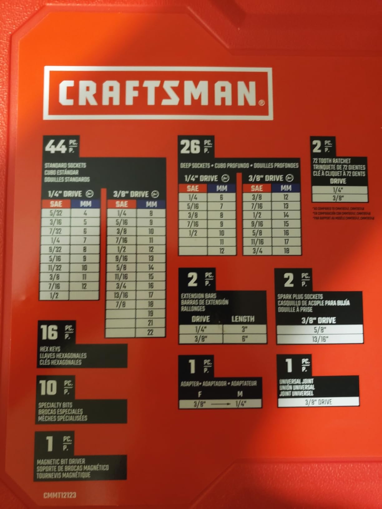 Craftsman Mechanics Tool Set 105 Pcs, Standard (SAE) and Metric with Case, 1/4 and 3/8 Inch Drive Car Tool Kit (CMMT12123) customer photo 1