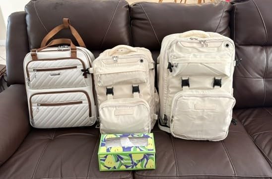 LUGGEX Underseat Carry On Bag, Cream White, 16
