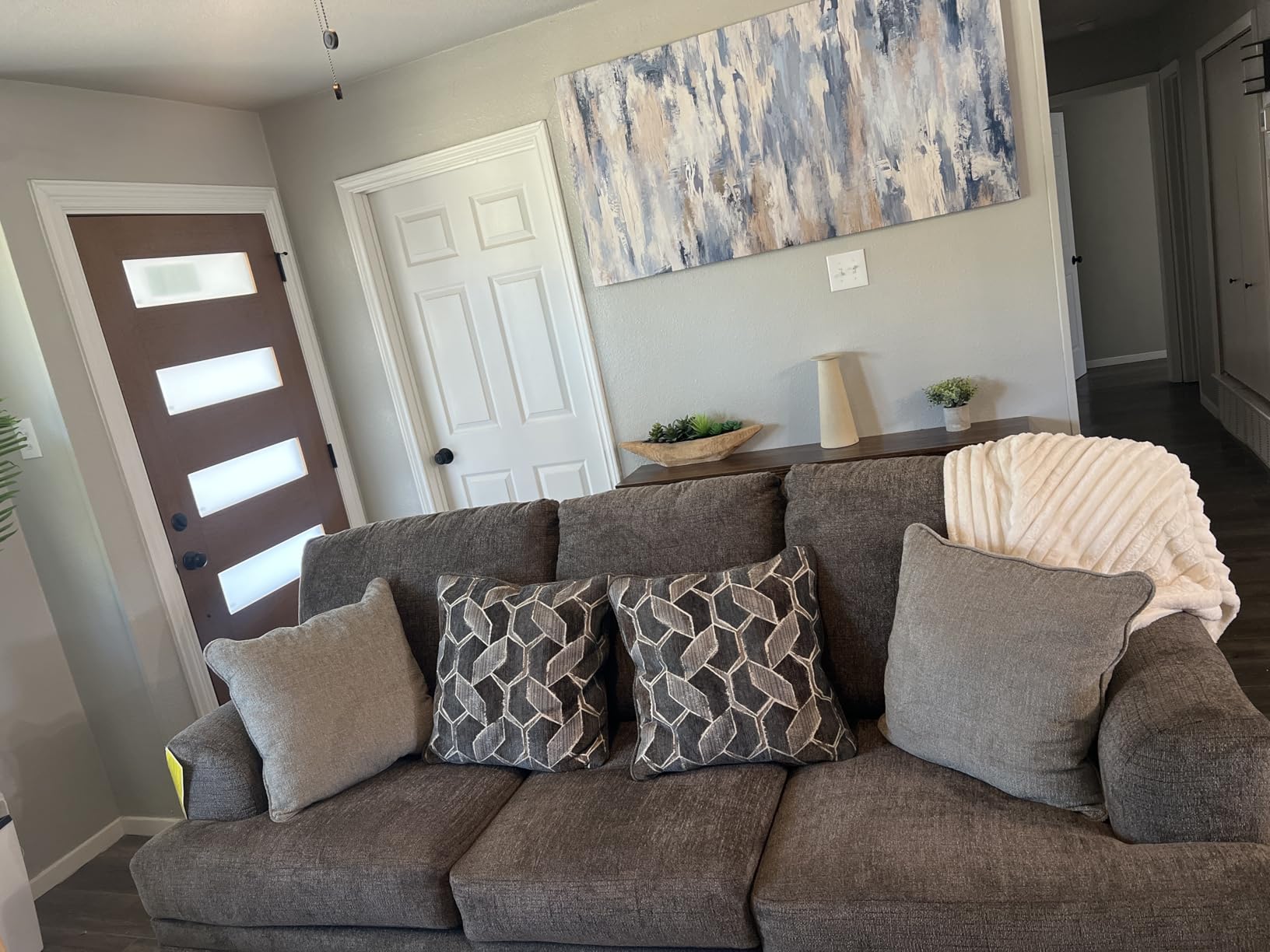 Signature Design by Ashley Queen Sofa Sleeper Pull Out Couch, Taupe | No assembly required, Fits 32 in doorways, 4 in memory foam mattress on a supportive steel frame, Stonemeade Series customer photo 1