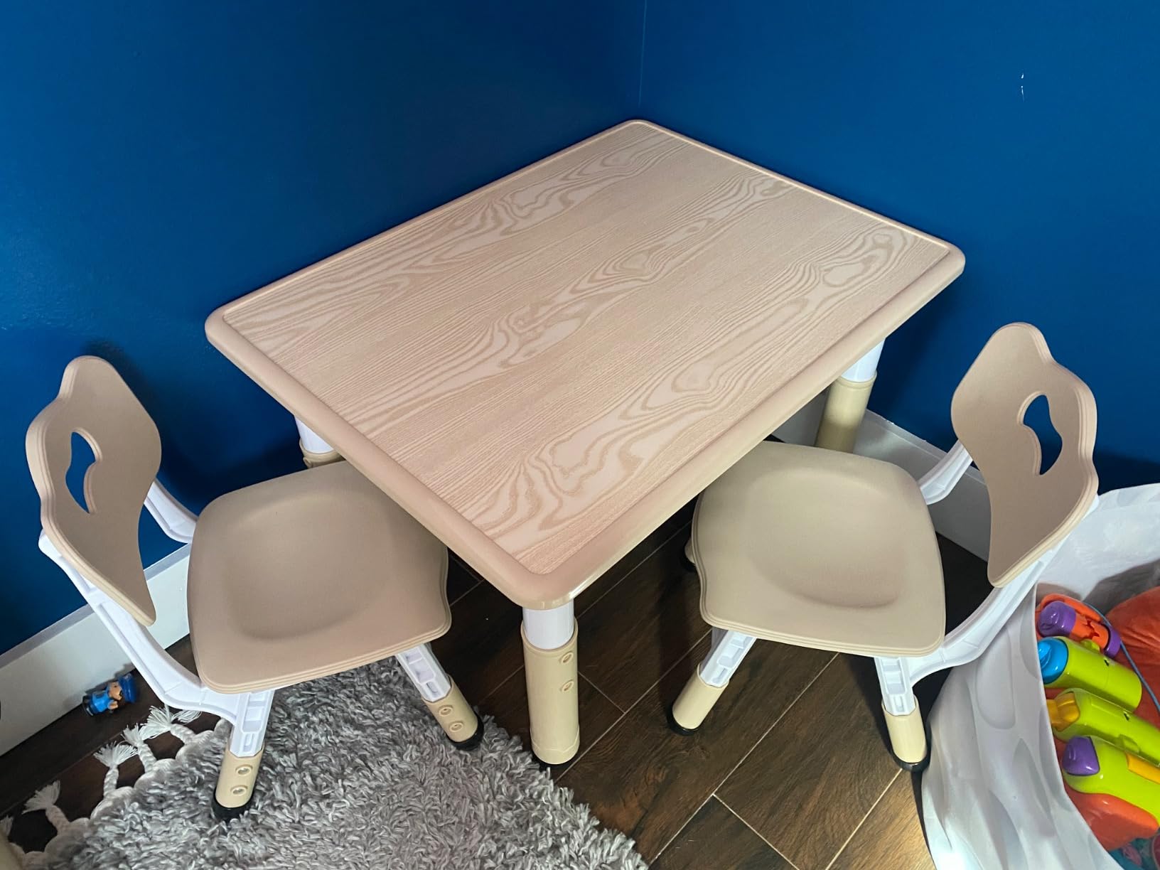 Kids Study Table and 4 Chairs Set, Height Adjustable Table and Chairs for Children and Toddlers, 47.2X23.6 Graffiti Desktop, for Daycare, Classrooms, Home customer photo 2