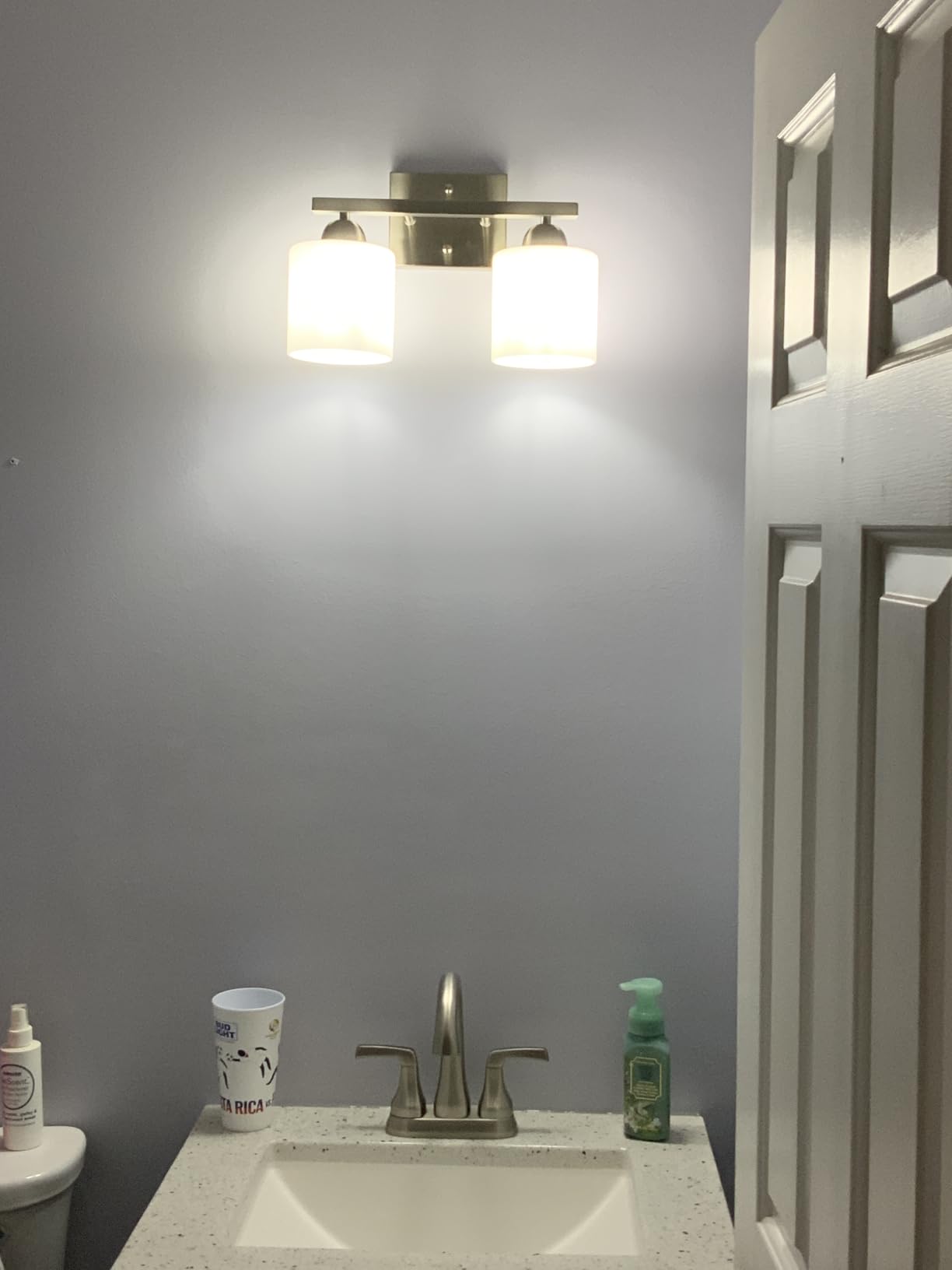 Mecgirn Brushed Nickel Milk Glass Wall Sconces, Hardwired Indoor Wall Light Fixtures for Living Room, Hallway, Bedroom customer photo 1