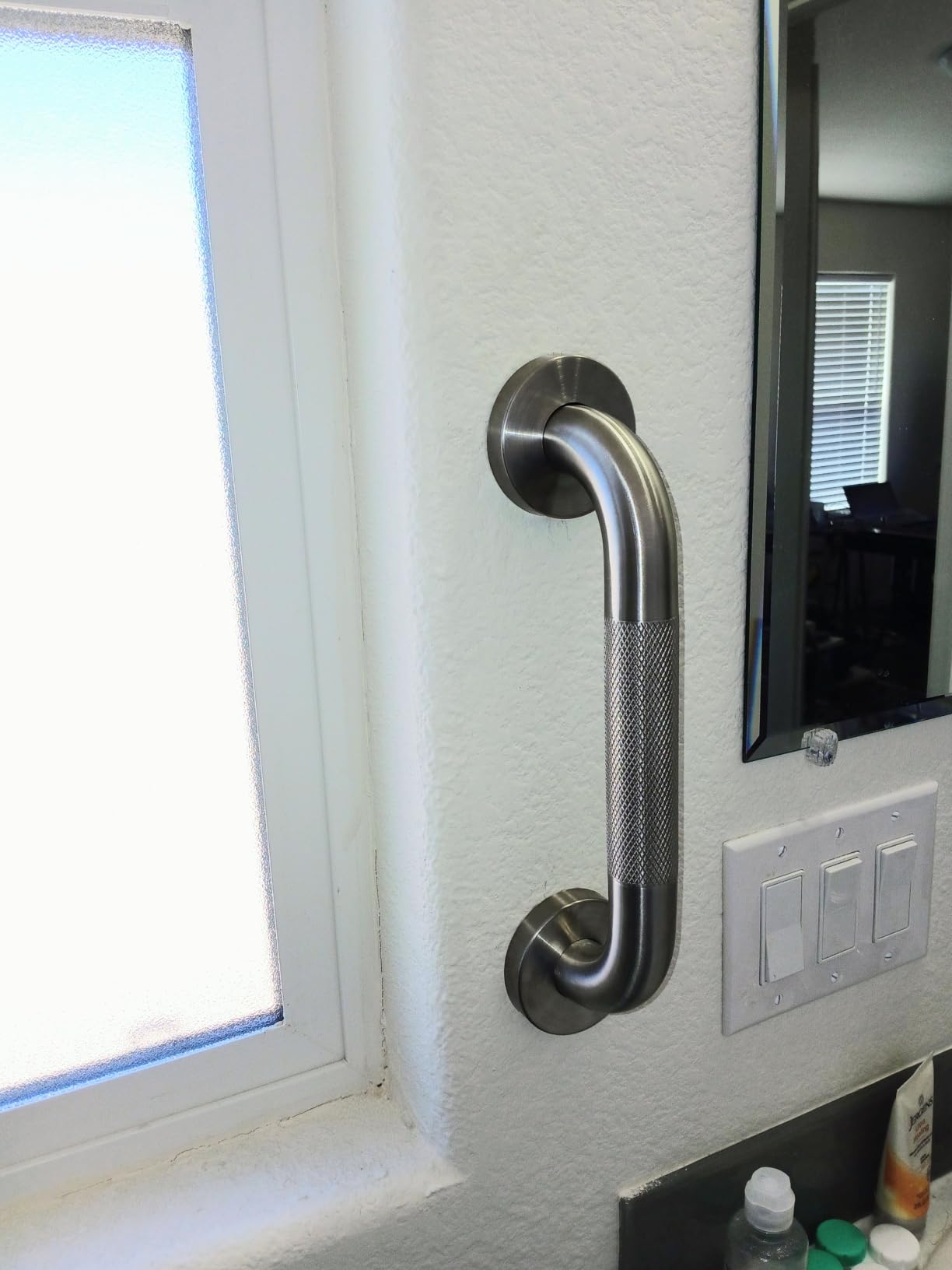 Grab Bars for Shower 12 Inch Bathroom Safety Bars for Seniors | 1.25'' Diameter; Heavy Duty 304 Stainless Steel; Non-Slip Knurled Grip; Brushed Nickel Metal; Wall Mounted; 500lbs Capacity customer photo 1