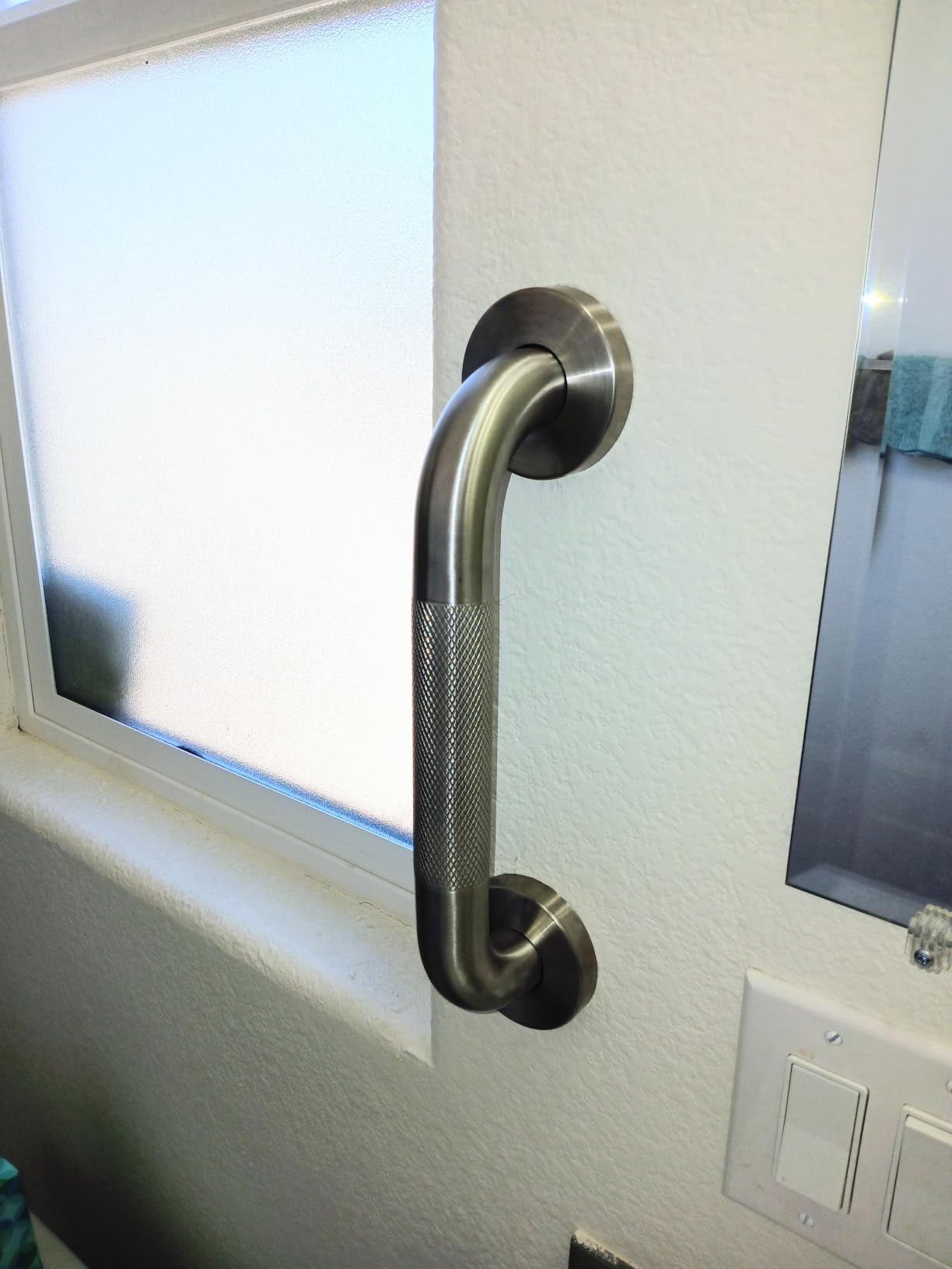 Grab Bars for Shower 12 Inch Bathroom Safety Bars for Seniors | 1.25'' Diameter; Heavy Duty 304 Stainless Steel; Non-Slip Knurled Grip; Brushed Nickel Metal; Wall Mounted; 500lbs Capacity customer photo 2