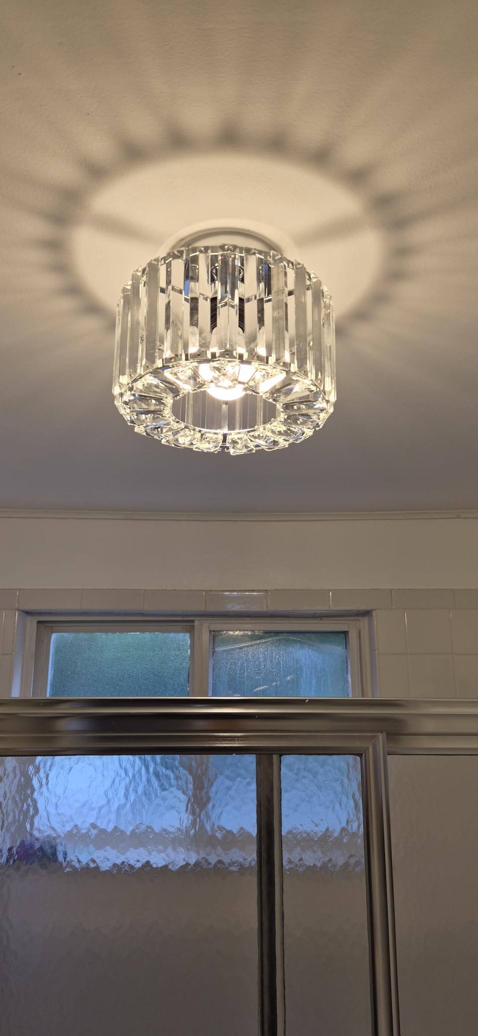 FRIDEKO HOME Crystal Chandelier Ceiling Light - 4-Light Ceiling Light Fixture Modern Ceiling Mount Lights Chandelier for Dinning Room Bedroom Kitchen Entryway (14.56 Inch, Bulb not Included) customer photo 1