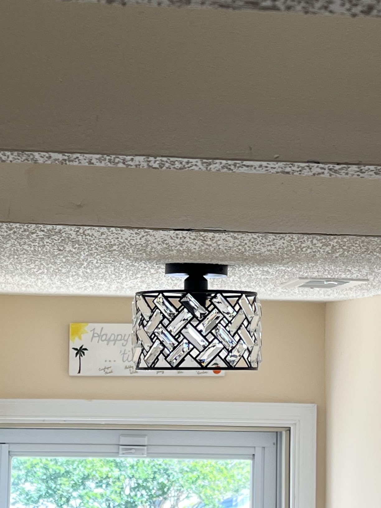 FRIDEKO HOME Crystal Chandelier Ceiling Light - 4-Light Ceiling Light Fixture Modern Ceiling Mount Lights Chandelier for Dinning Room Bedroom Kitchen Entryway (14.56 Inch, Bulb not Included) customer photo 2