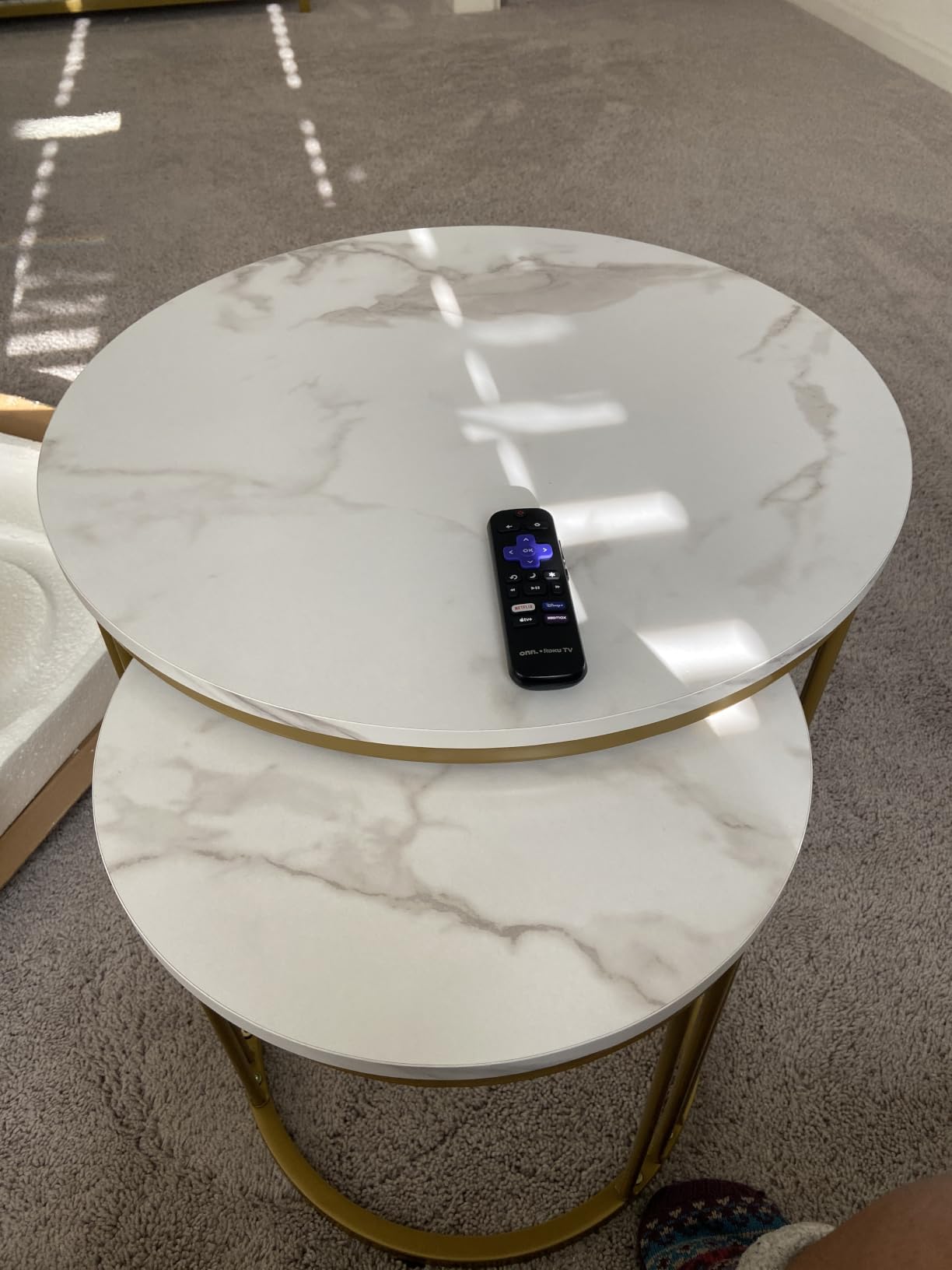 Coffee Table Faux Marble Nesting Table White & Gold customer photo 2