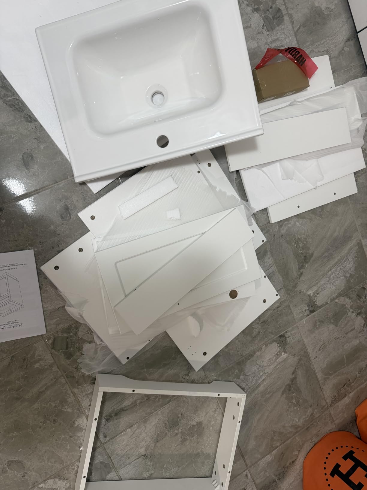 Smhxo Bathroom Vanity with Ceramic Sink, Bathroom Vanity Cabinet with 2 Doors, 24 Inches Wooden Cabinet with Sink, White customer photo 2