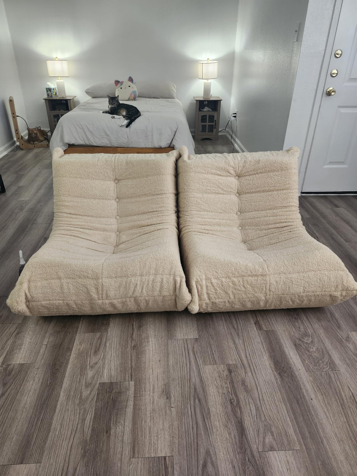 Hobestluk Big Bean Bag Chairs for Adults Fireside BeanBag Couch Togo Sofa | Ergonomic Design, Memory Foam, No Assembly, Faux Fur Fireside Lounge Floor Chair Back Support Bedroom | Bluegrey Plush Single customer photo 1