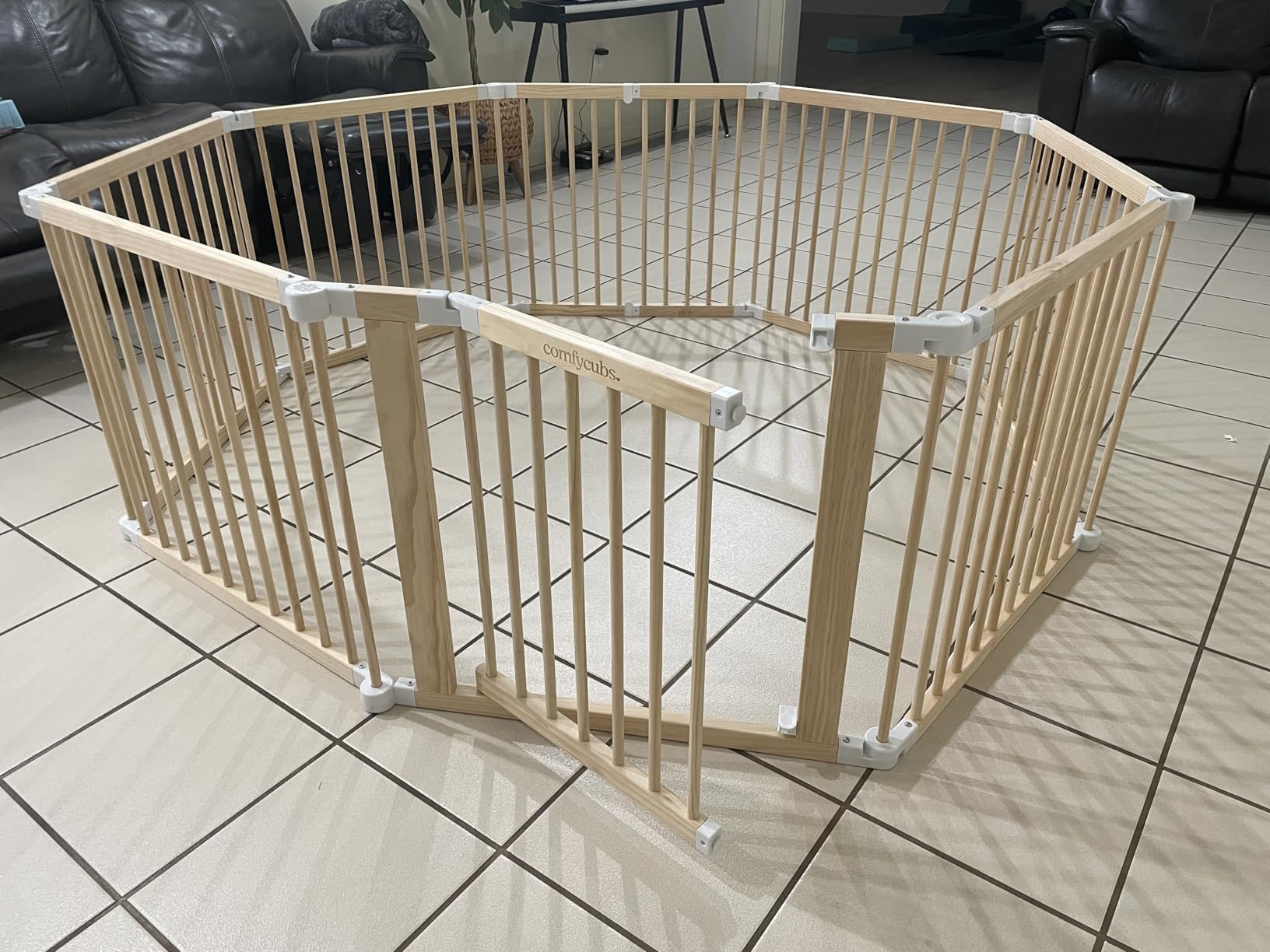 Comfy Cubs Baby Gate Playpen - 57 x 57 x 25 in, Extends Up to 228