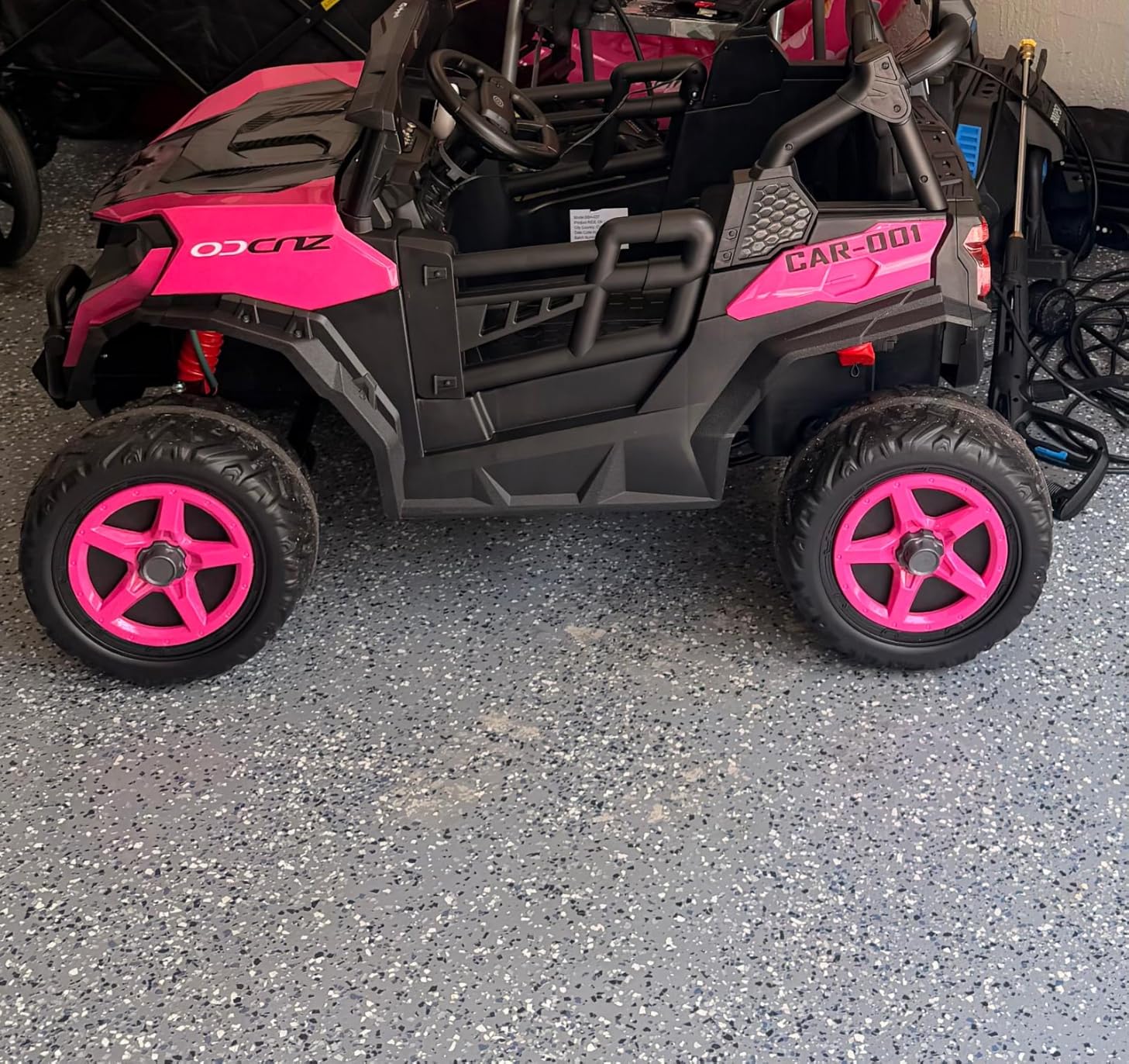ARBELI 24V 2 Seater Ride on Car Truck 4x200W, EVA Tires, 4WD/2WD, Rainbow Lights, Remote Control, Shock Absorbers, Bluetooth, Ride on Toy for Big Kids Ages 3-8, Blue customer photo 1