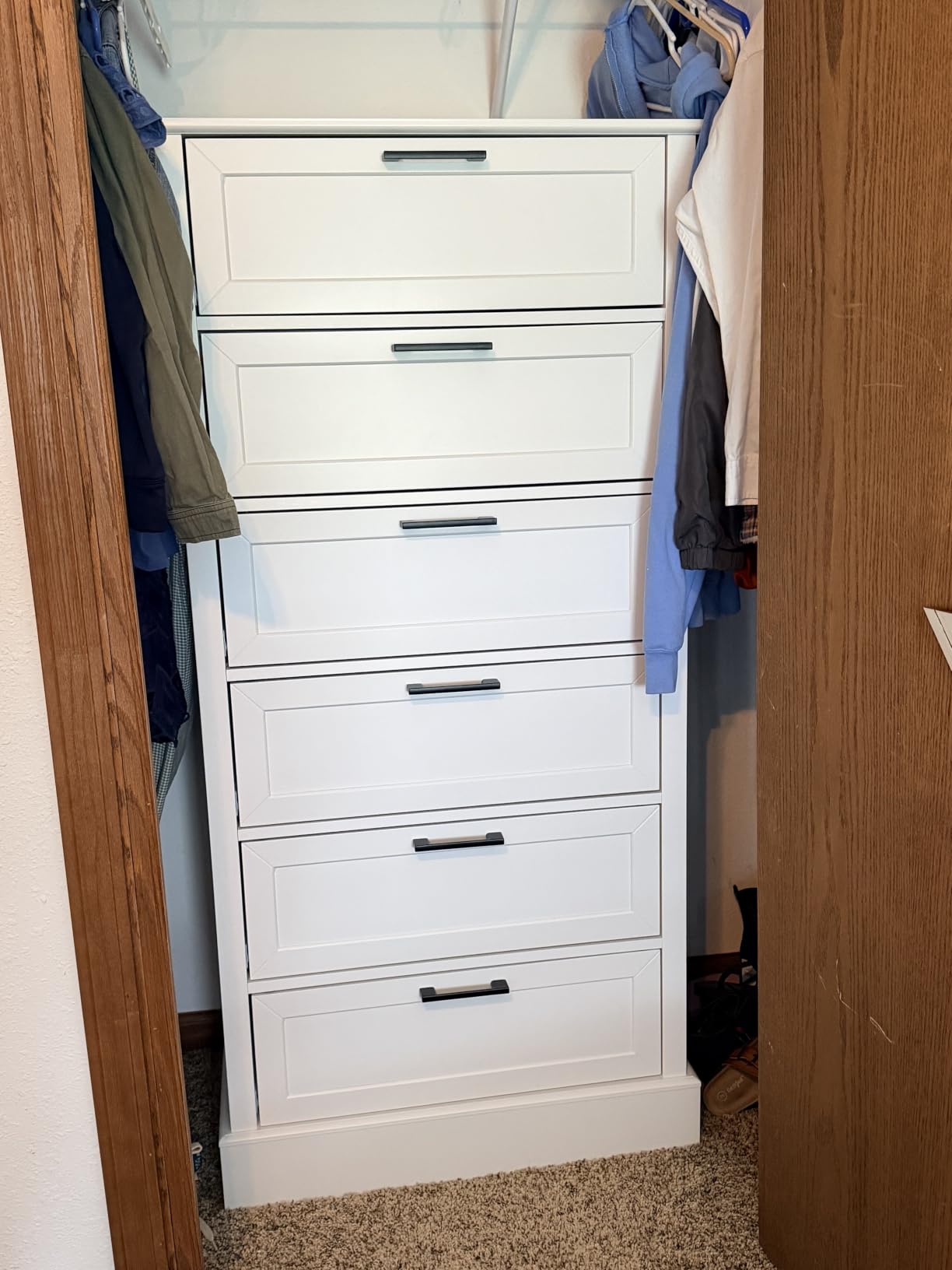 White 6 Drawer Dresser, 55 Inch Tall White Dresser for Bedroom, Modern Farmhouse Style Chest of Drawers for Bedroom Living Room, Wood Rustic Tall Clothing Organizer for Closet, Living Room, Hallway customer photo 1