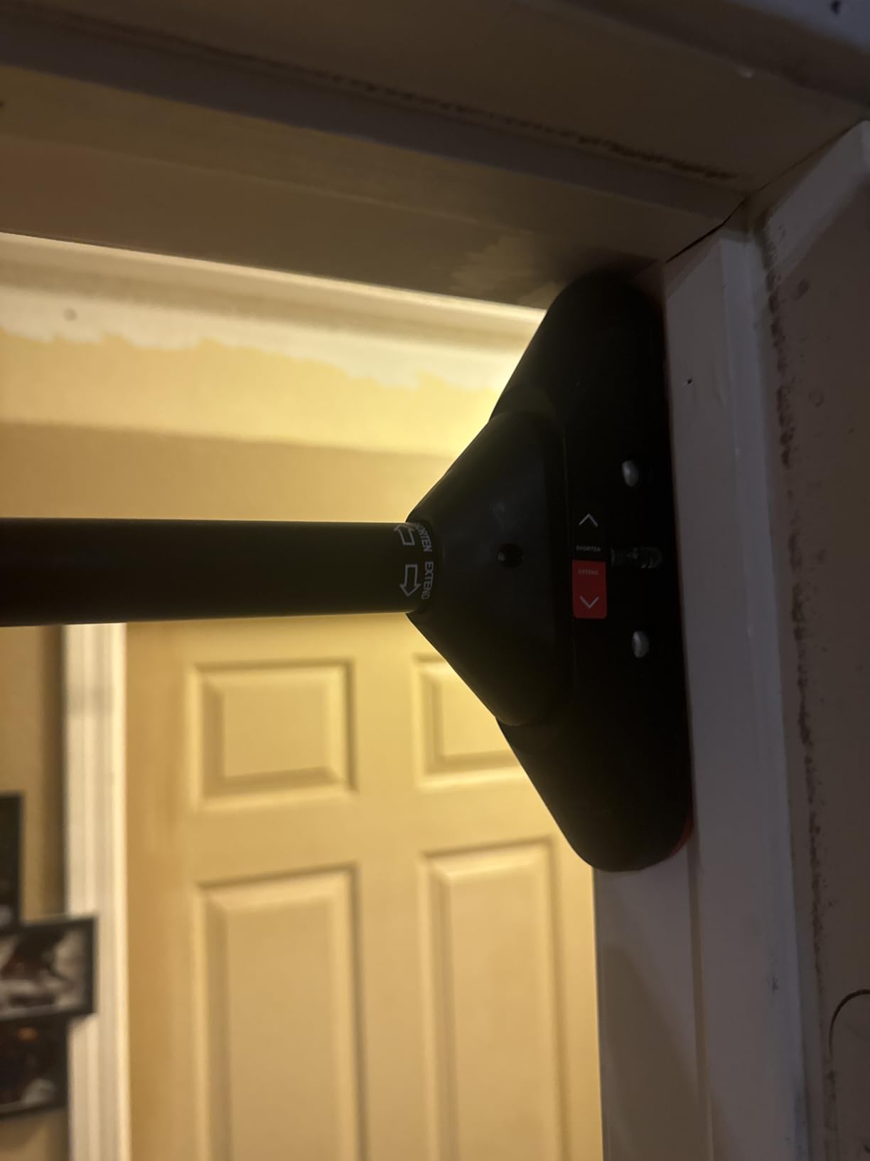 Sportneer Pull Up Bar for Doorway Strength Training Pull-up Bars without Screw - Adjustable Width Locking Mechanism Chin Up Bar, Thickened Steel Max Limit 440 lbs Upper Body Fitness Pullup Bars for Home (Black-Red) customer photo 1