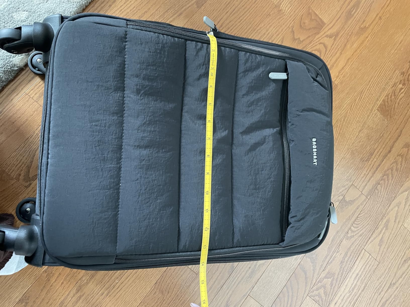 BAGSMART Softside Underseat Personal Item Suitcase with Wheels, Camel customer photo 2