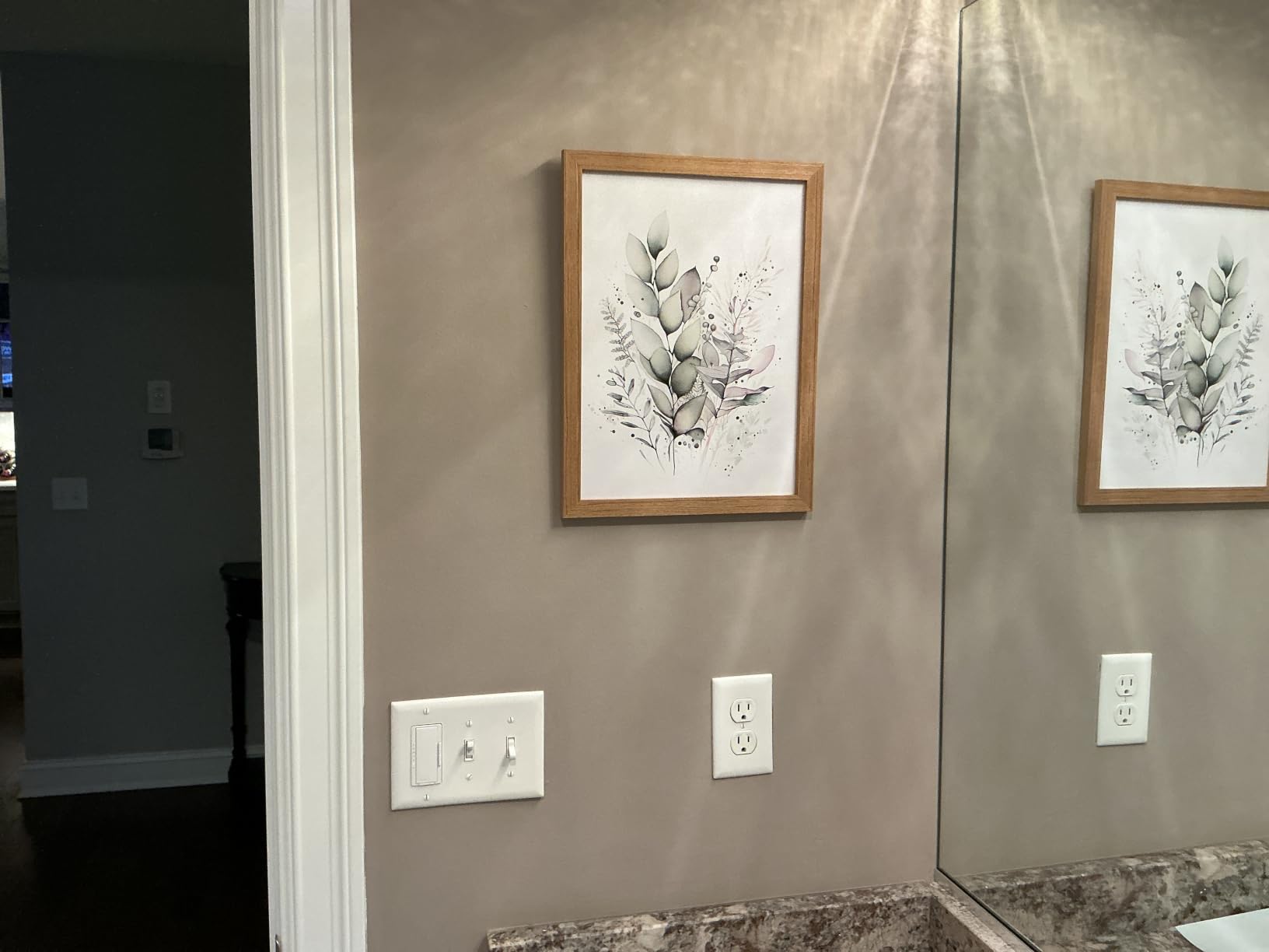 WRFON Framed Sage Green Botanical Wall Art Set of 3, Watercolor Eucalyptus & Wild Plant Canvas Prints, Minimalist Green Wall Decor customer photo 1
