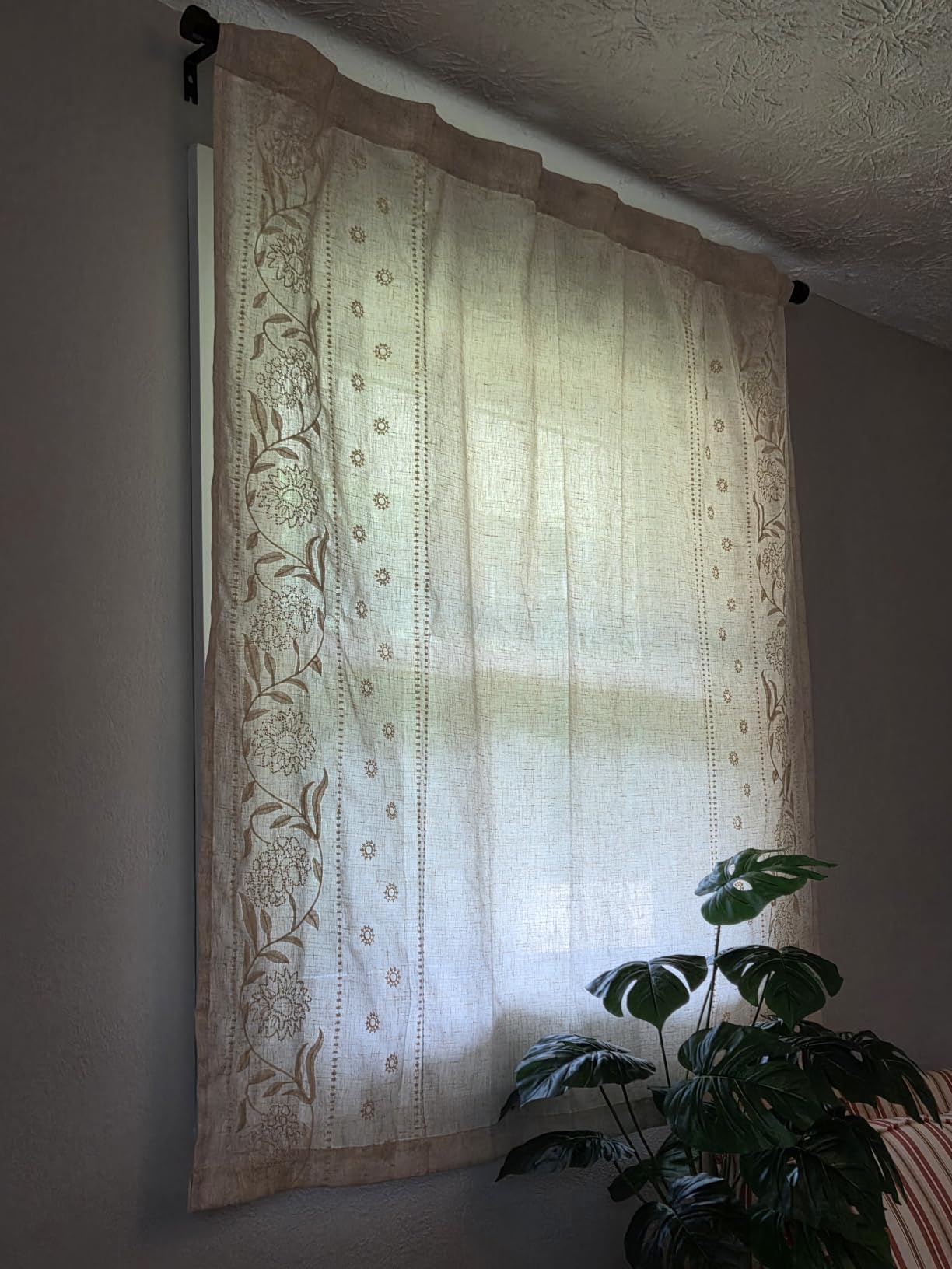 jinchan Ivory Floral Linen Curtains for Living Room 84