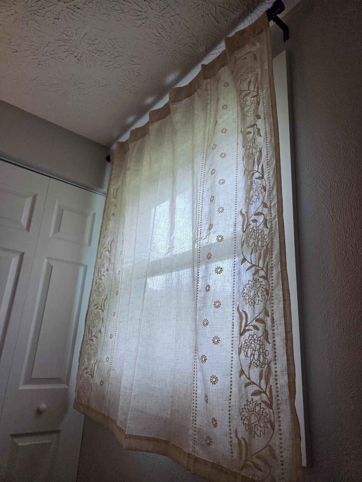 jinchan Ivory Floral Linen Curtains for Living Room 84