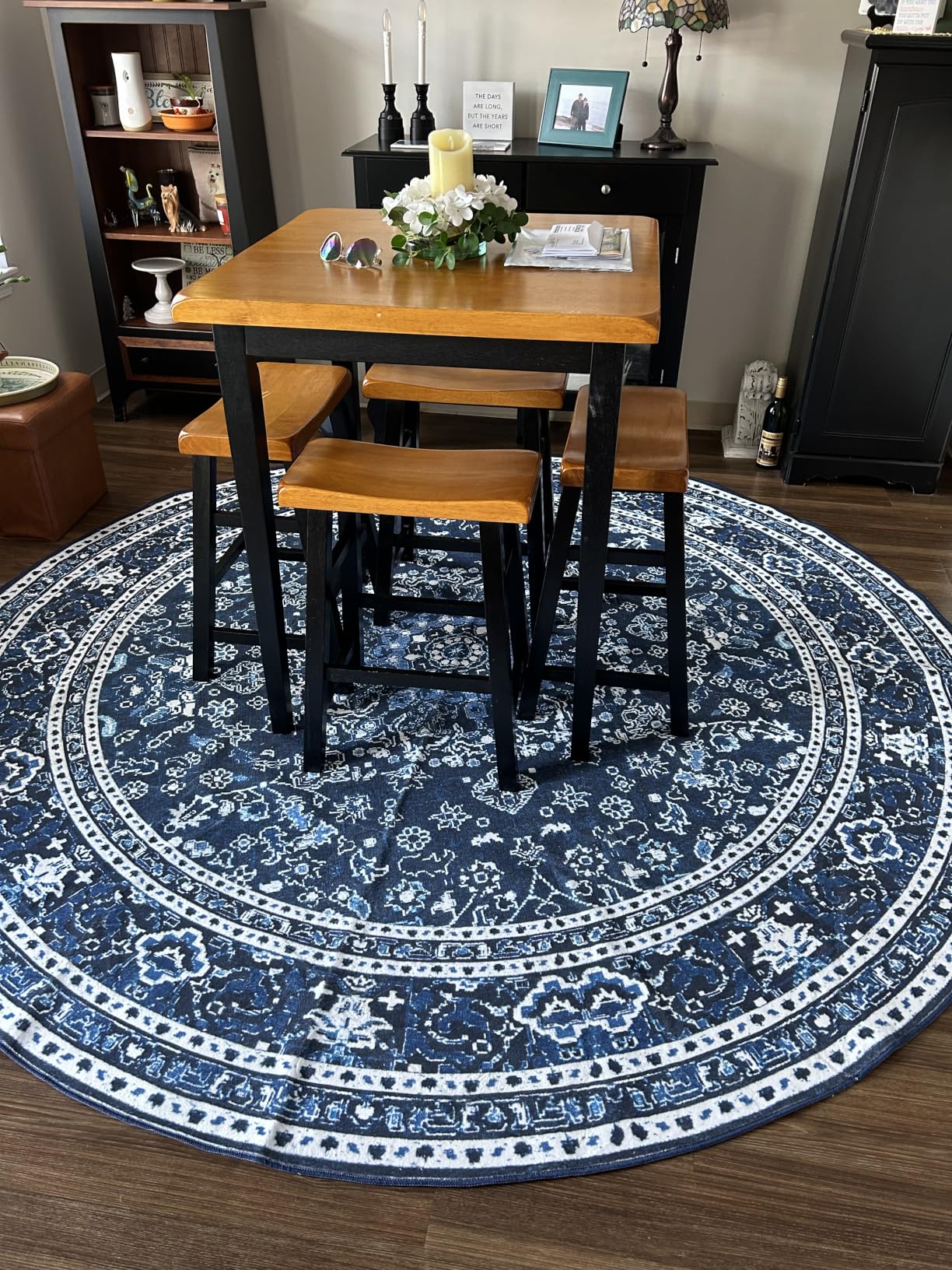 8 x 10 Area Rugs for Living Room, Washable Rug Faux Wool Grey White | Boho Low Pile Area Rug for Bedroom, Floral Medallion Vintage Carpets with Non-Slip Rubber, Kids Pet Friendly, Fit All Vacuums customer photo 2