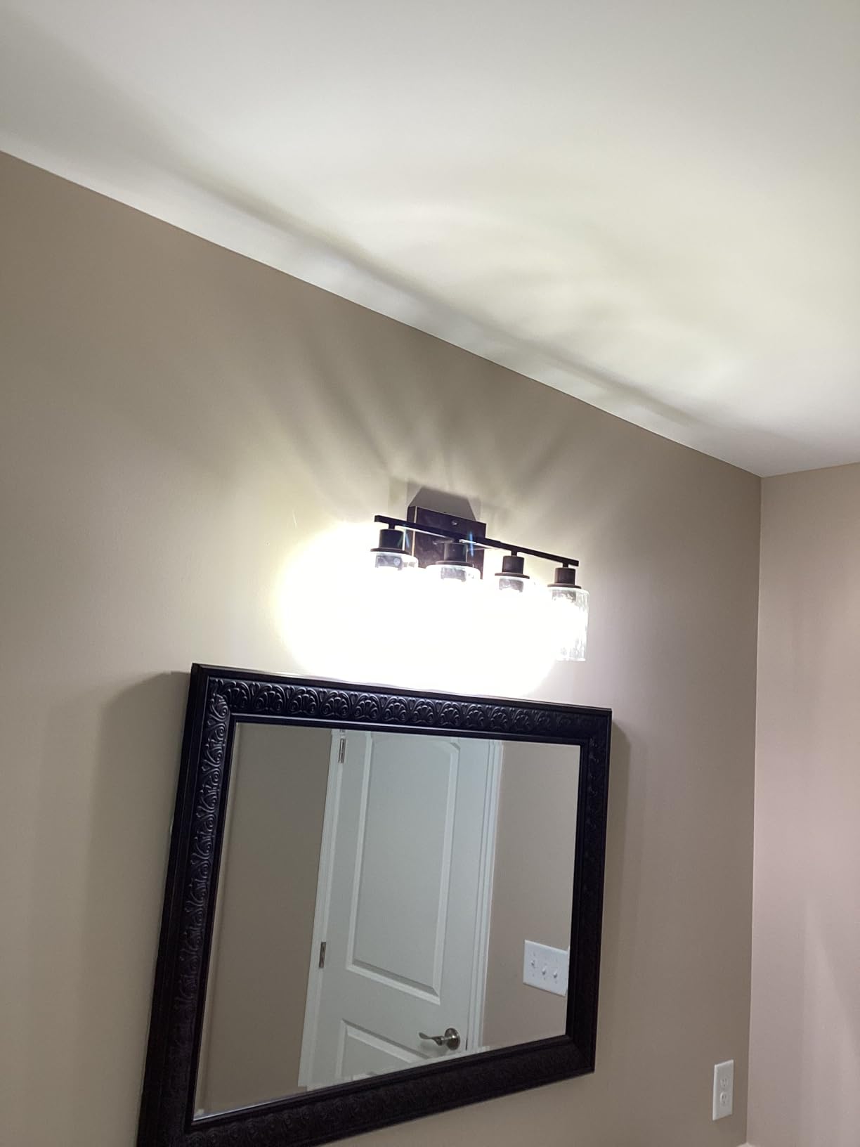 Indoi 4-Light Bathroom Light Fixtures, Oil-Rubbed Bronze Modern Vanity Lights with Clear Glass Shades, Bathroom Wall Lamp customer photo 1