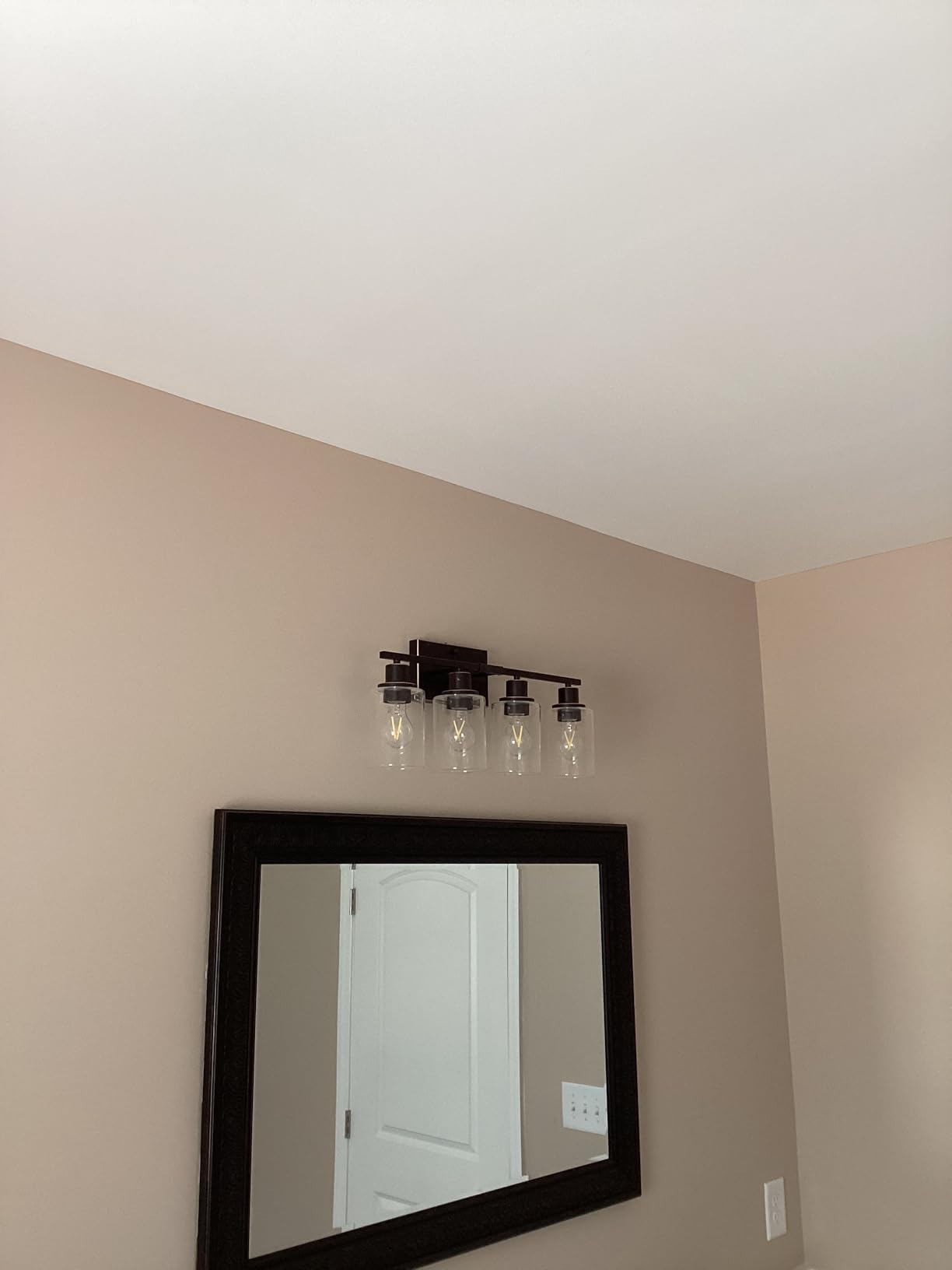 Indoi 4-Light Bathroom Light Fixtures, Oil-Rubbed Bronze Modern Vanity Lights with Clear Glass Shades, Bathroom Wall Lamp customer photo 2