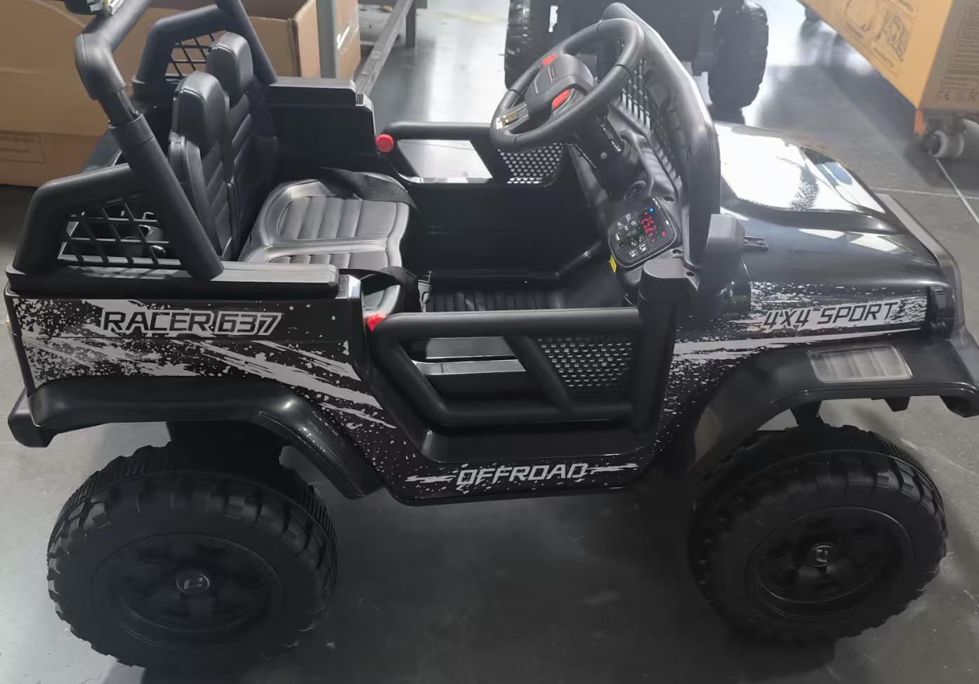 24V Ride on Car Truck, Kids 2 Seater Ride On Toy w/4WD Motor, Remote Control, 3 Speed, Bluetooth Music, Spring Suspension, LED Light, Kids Electric Vehicle Gift for Boys, Girls - Deep Black customer photo 1