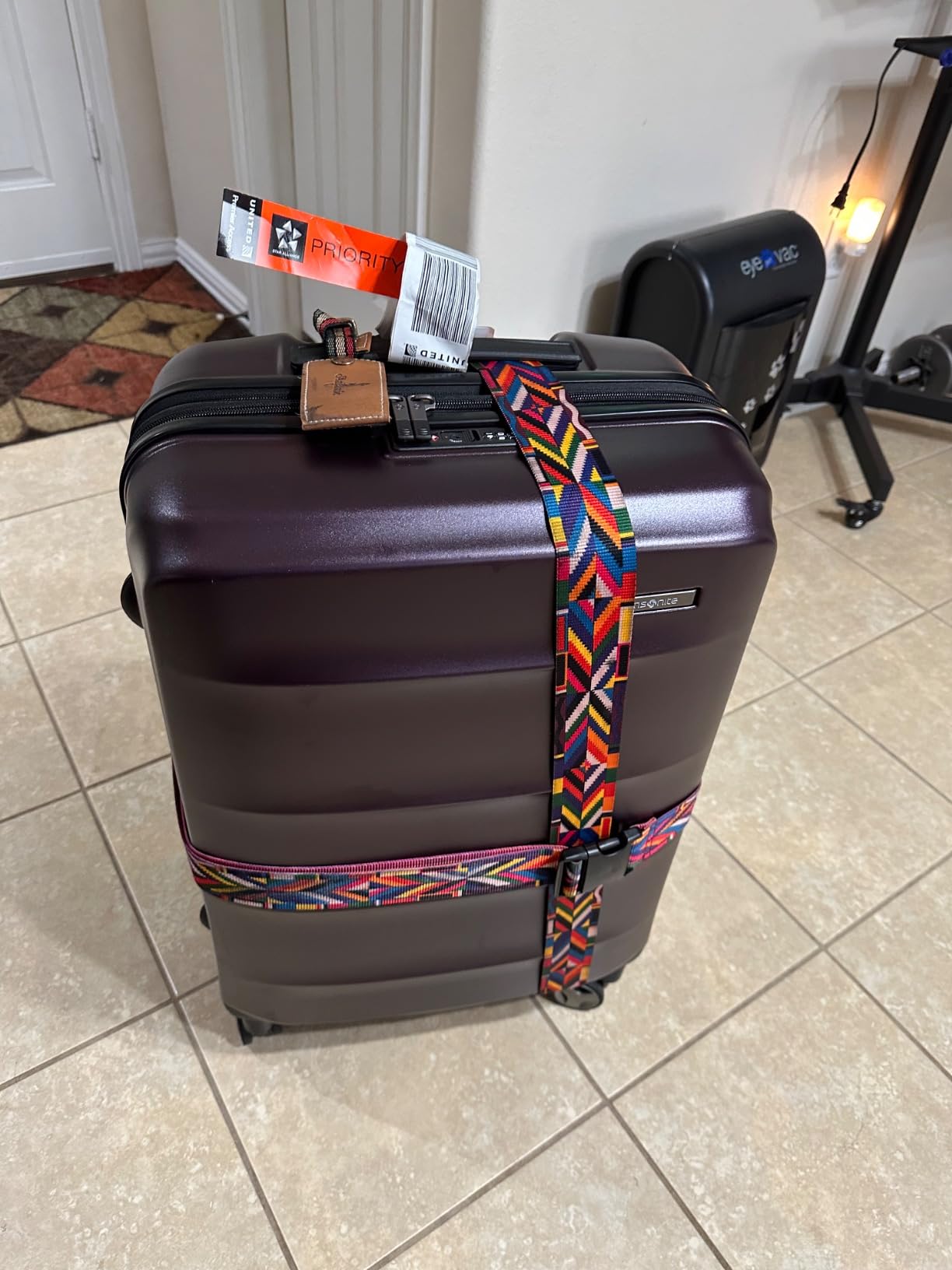 Samsonite Octiv Hardside Expandable Luggage with Spinner Wheels, Blue Denim, Checked Medium Spinner customer photo 2