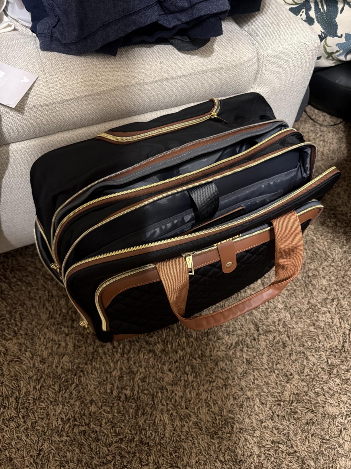Arcoyard Rolling Laptop Bag, Rolling Briefcase for Women with Waterproof Pocket, 16 Inch Computer Bag, Underseat Carry On Luggage with Wheels for Work Travel Business, Lightweight Beige Brown customer photo 1