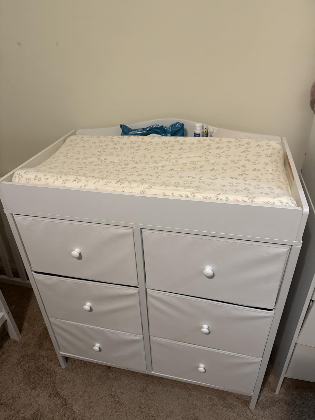 BOLUO White Changing Table Dresser with 6 Drawers Baby Dresser with Changing Table Top Diaper Changing Station with Storage for Nursery Modern customer photo 1