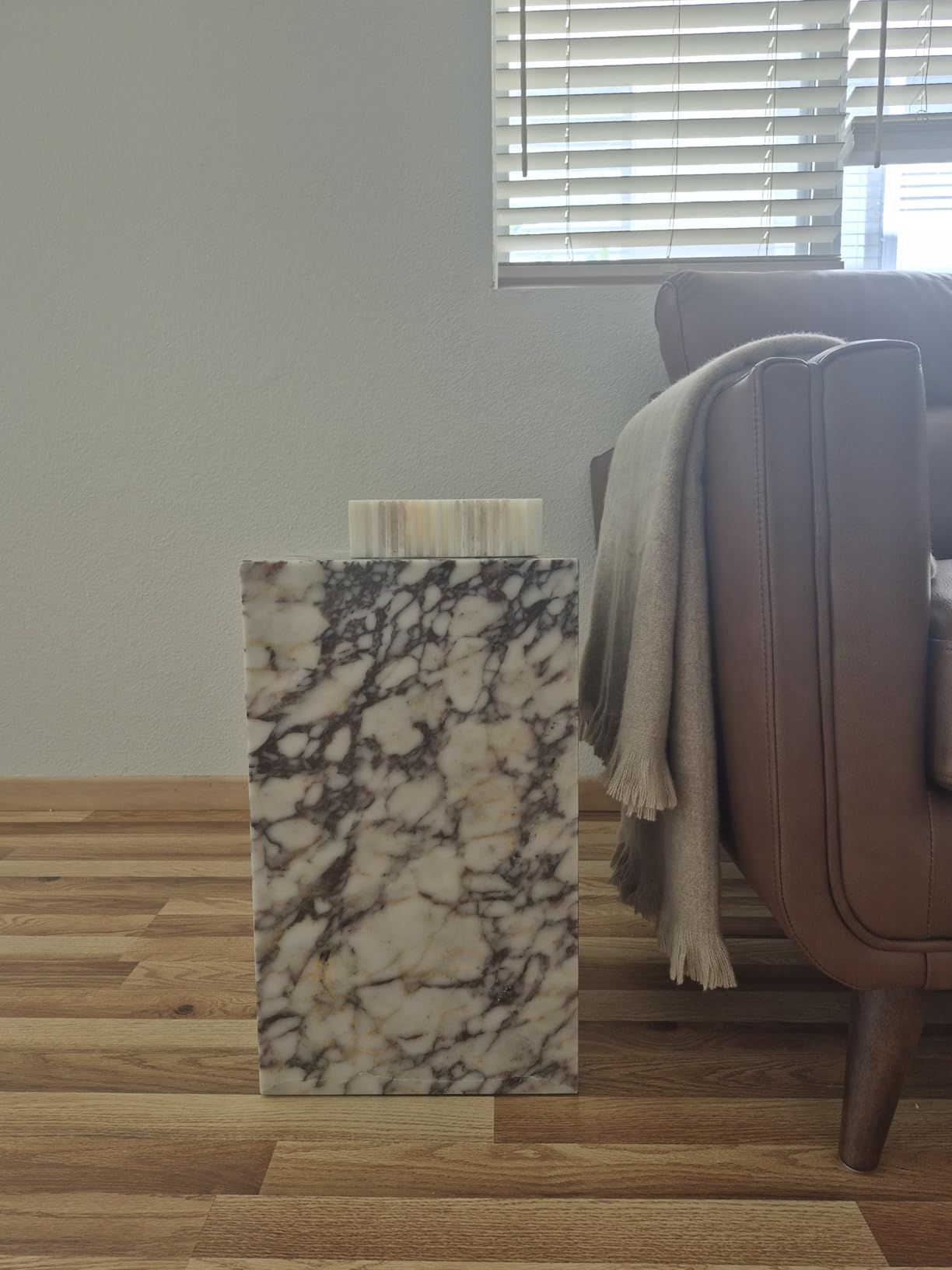 Calacatta Marble Side Table Modern Square End Table for Sofa Luxury Calacatta Viola Marble Nightstand for Bedroom Stone Side Table for Living Room Entryway No Assembly Easy to Clean customer photo 2