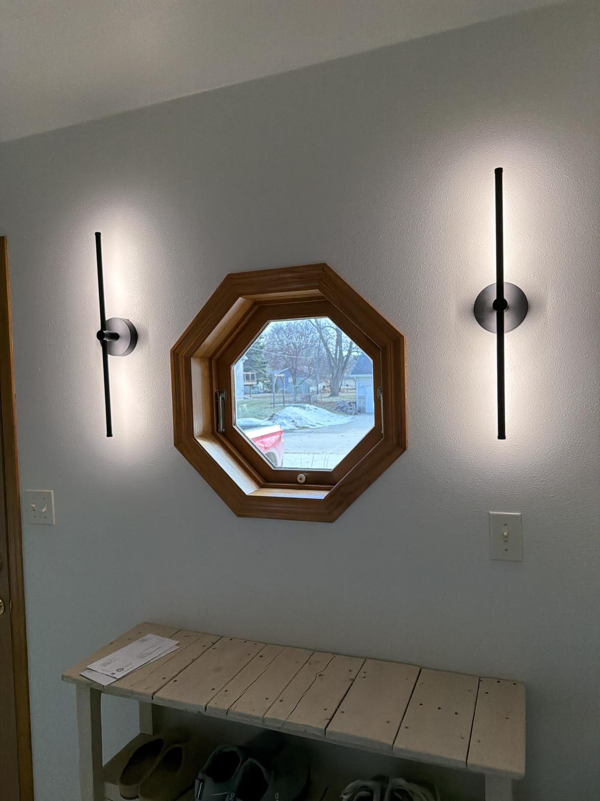ZAGO 24 Inch LED Indoor Linear Wall Sconces Set of Two, 3CCT Switchable, Matte Black, Hardwired and Wall Mounted, Dimmable for Living Room, Hallway, Bedroom, 120-277V, 14W, 900LM, ETL Certified customer photo 2