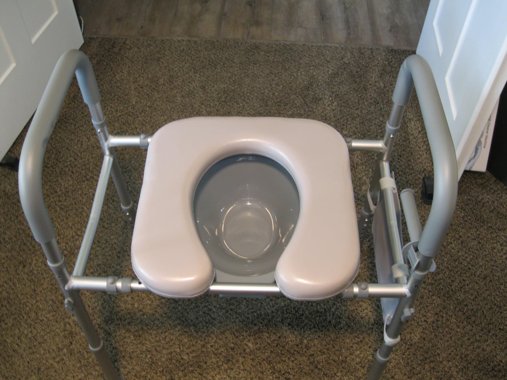 Bedside Commode for Seniors, FSA/HSA Eligible Bedside Toilet with Adjustable Width and Height, 400 LBS Weight Capacity, 16.5 Inch Extra Large Soft Seat Plate customer photo 1