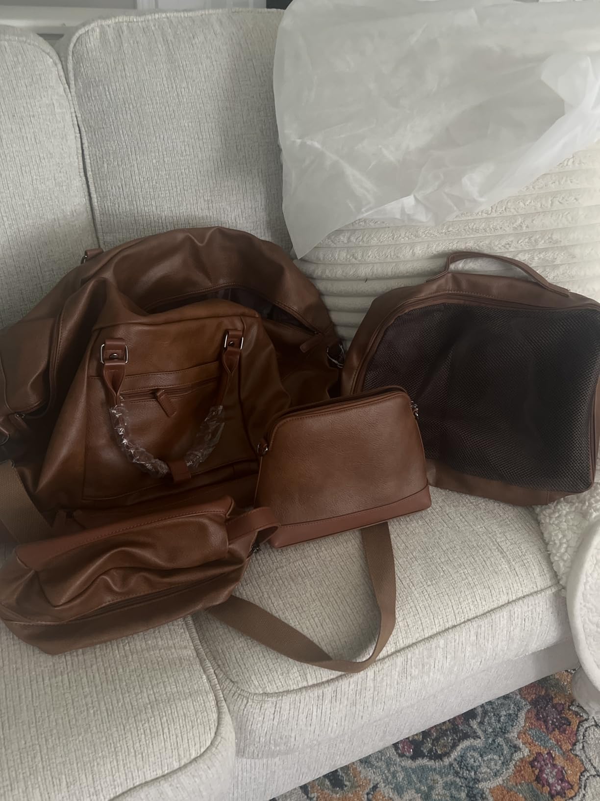 Large 3-in-1 Leather Duffle Bag for Travel Weekender Overnight Hospital Gym Bag for Men & Women customer photo 1