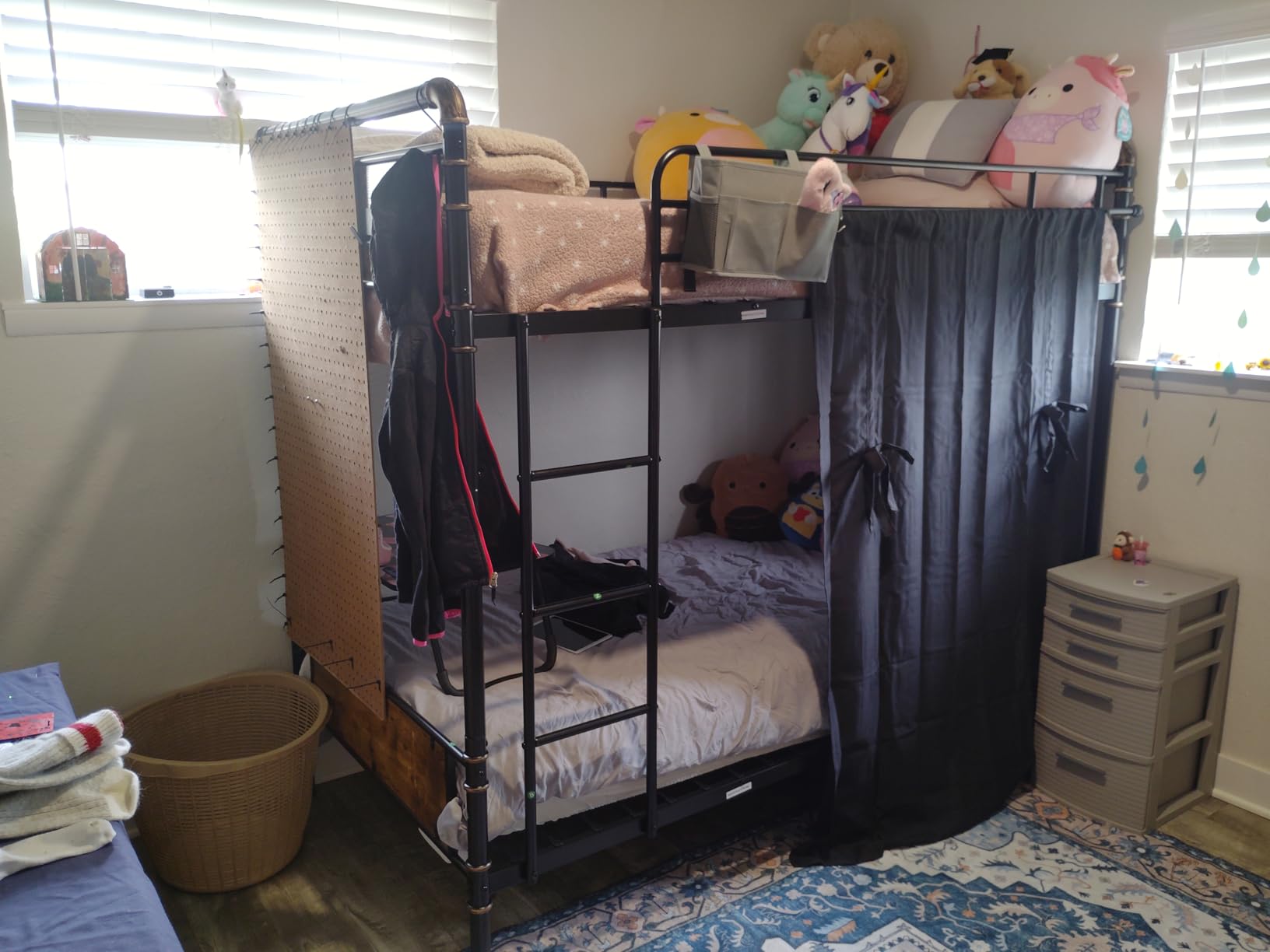 Jocoevol Metal Bunk Bed Twin Over Twin, Industrial Bunkbeds Heavy Duty Bed with Safety Guard Rails and Space-Saving Design, Steel Bed for School, Bedroom (Vintage Brown) customer photo 1