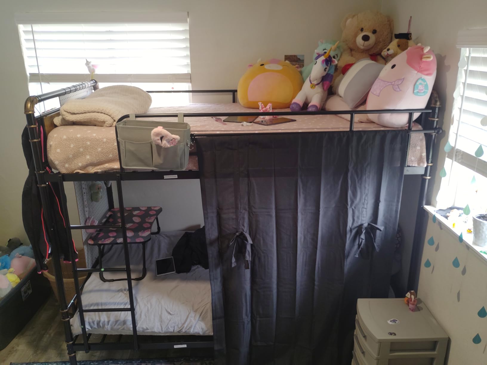 Jocoevol Metal Bunk Bed Twin Over Twin, Industrial Bunkbeds Heavy Duty Bed with Safety Guard Rails and Space-Saving Design, Steel Bed for School, Bedroom (Vintage Brown) customer photo 2