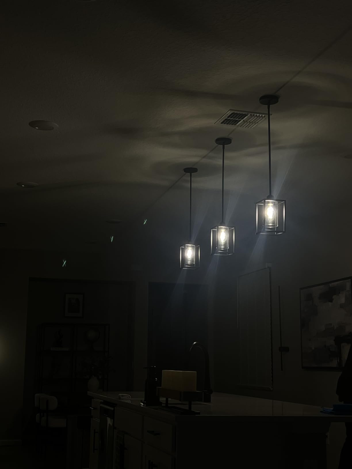 3 Pack Black Pendant Lights for Kitchen Island Industrial Lantern Pendant Light Fixtures with Clear Glass Shade, Farmhouse Adjustable Height Hanging Pendant Lighting for Dining Room customer photo 1