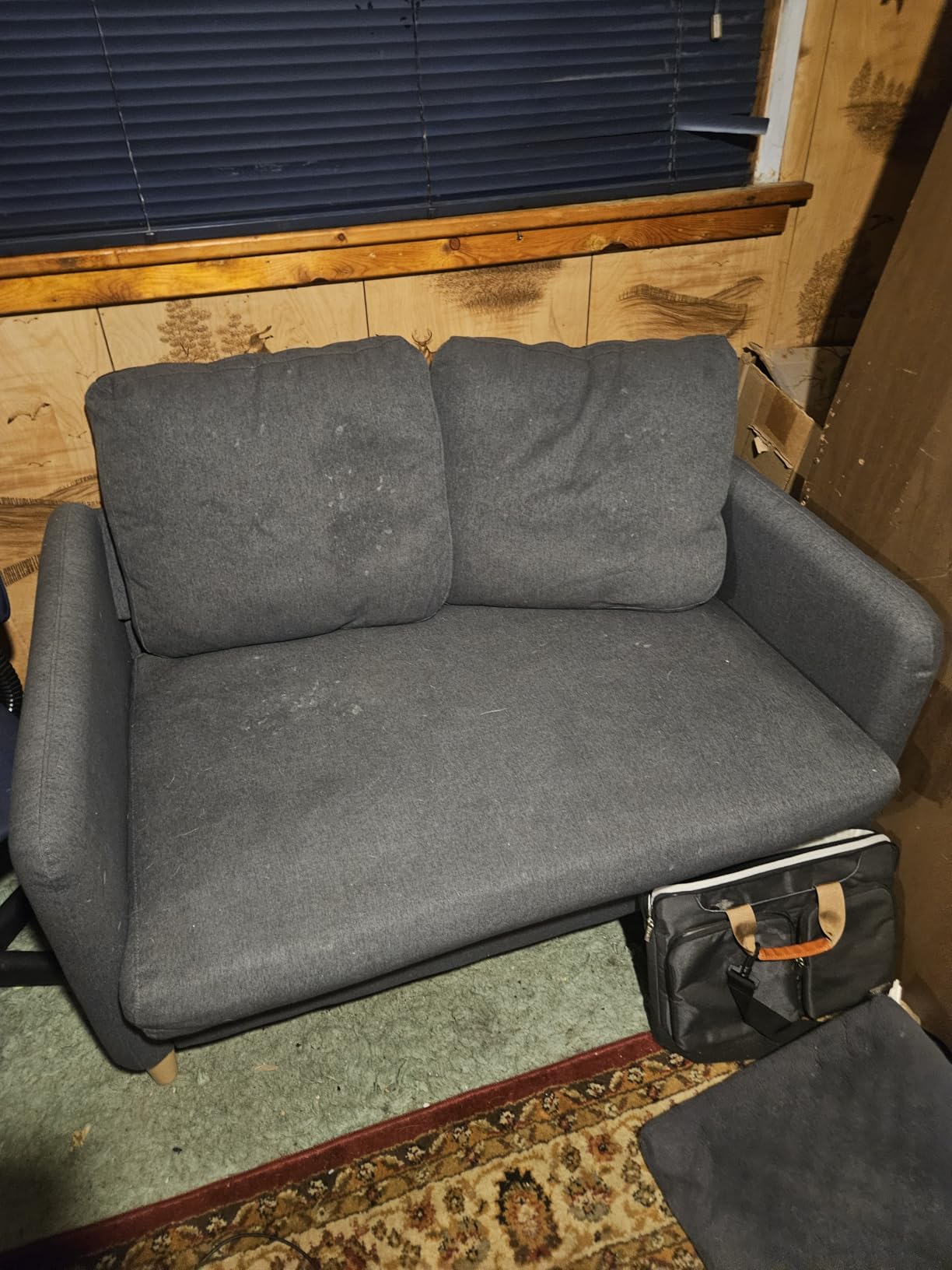 VINGLI 47 Small Couch, Linen Loveseat Sofa Light Grey Mini Couch Mid Century Modern (Light Grey) customer photo 1