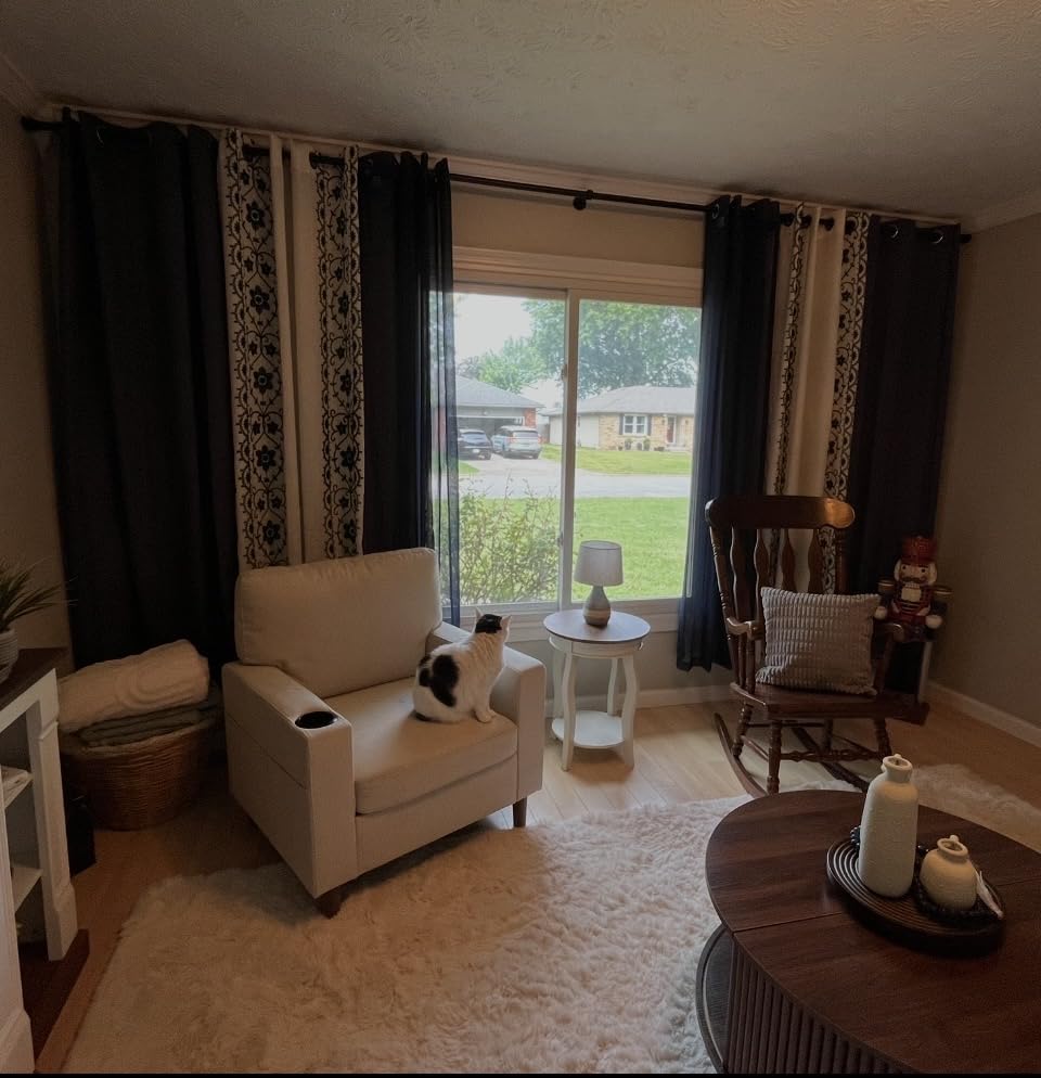 Amazon Basics 100% Blackout Curtains with Grommets, 52 x 84 Inches, Navy, 2 Panels customer photo 1