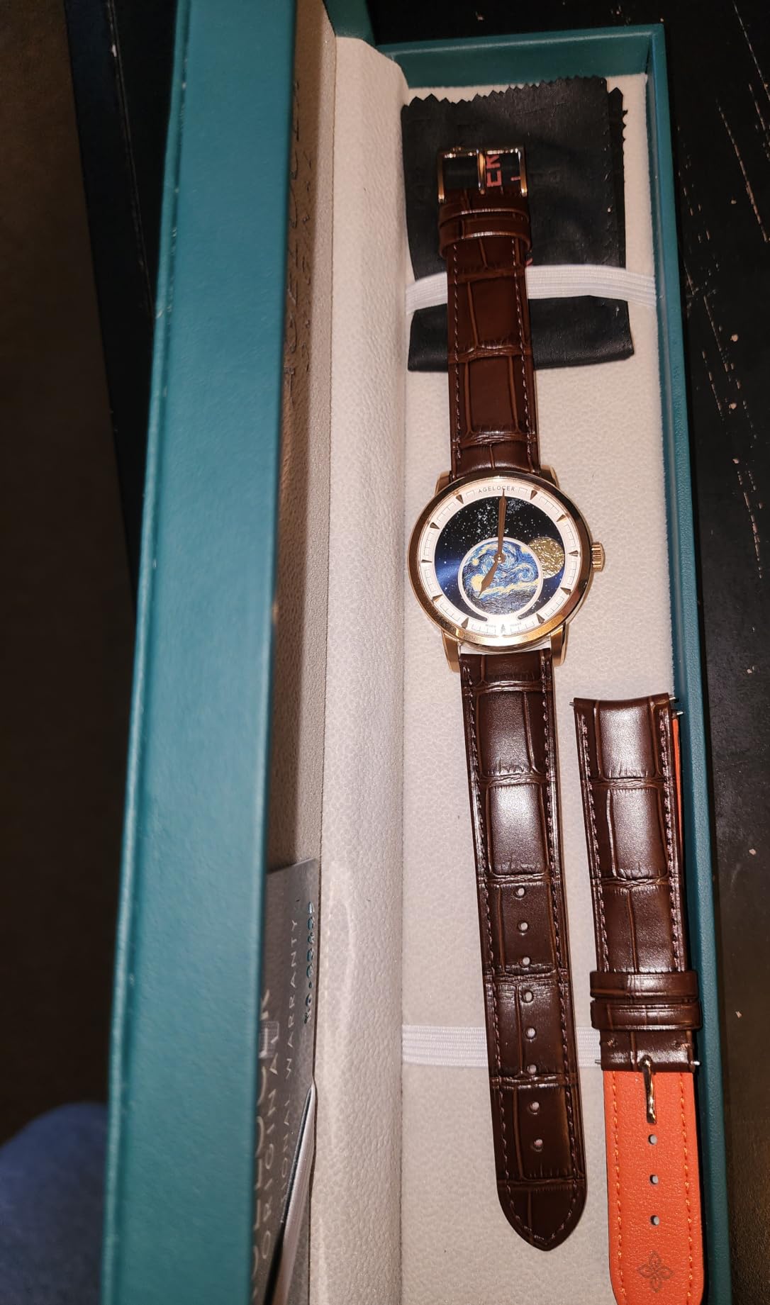 AGELOCER Moon Phase Watch Original Design, Automatic Mechanical Watches for Men, Leather Strap Waterproof Dress Watch Mens Gift customer photo 1