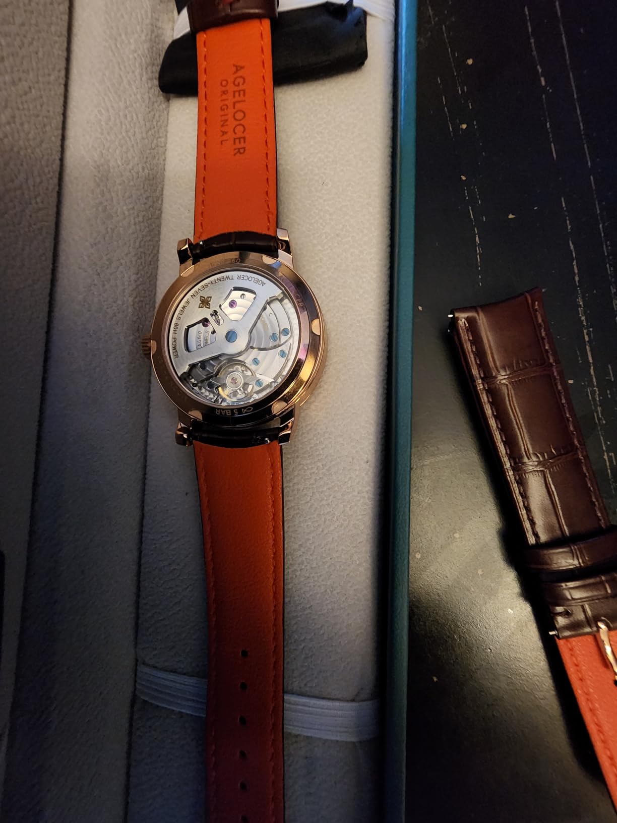 AGELOCER Moon Phase Watch Original Design, Automatic Mechanical Watches for Men, Leather Strap Waterproof Dress Watch Mens Gift customer photo 2