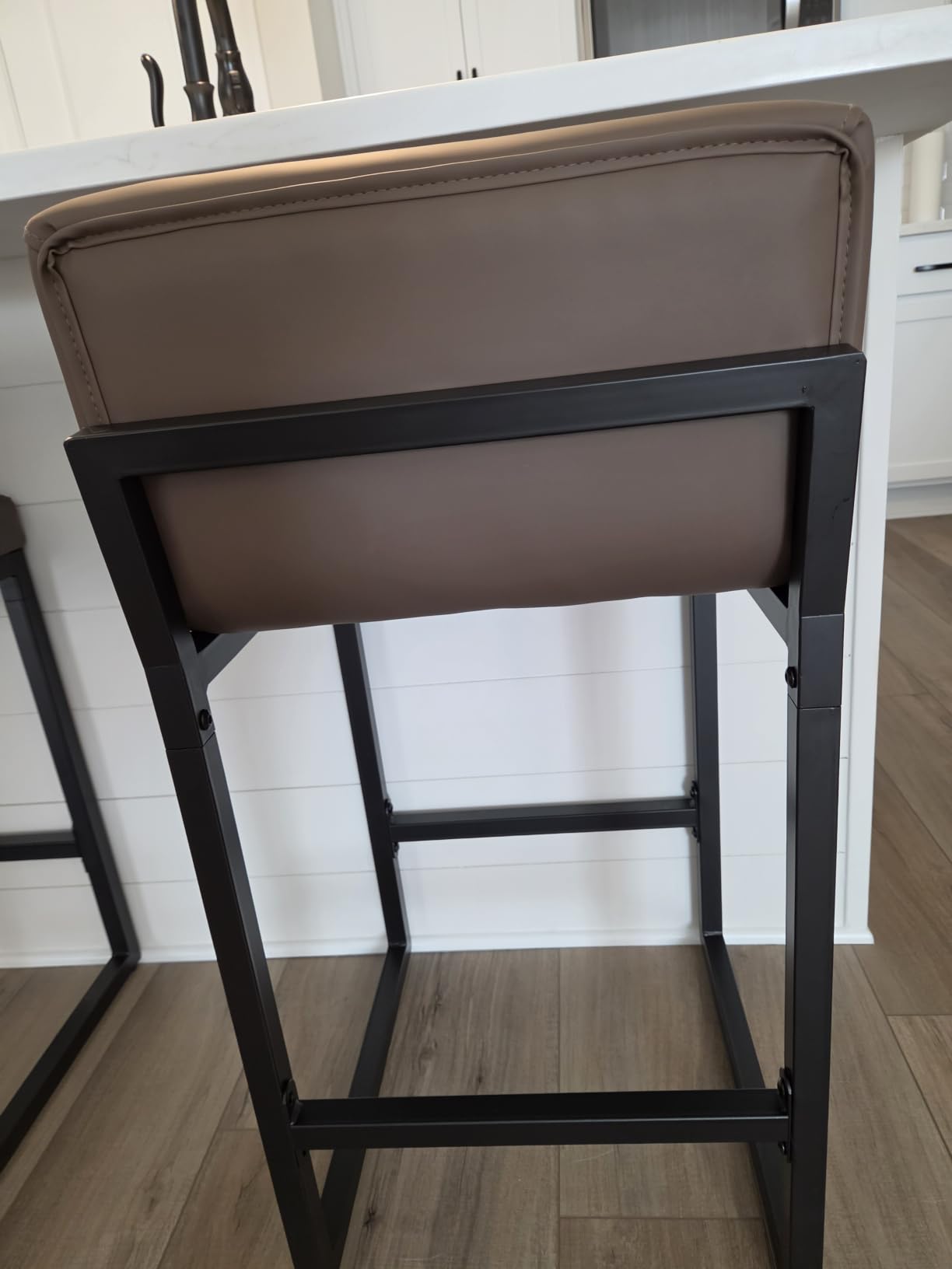 FIRAVOE Counter Height Bar Stools Set of 2, Modern Faux Leather Counter Stools with Low Back and Footrest, Upholstered Bar Chairs for Kitchen Island (Coffee Brown, 2Pcs 26