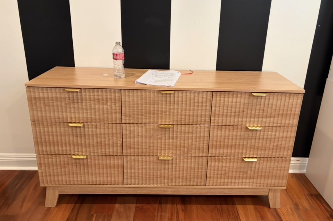 Fluted Dresser for Bedroom with 9 Drawers, 57