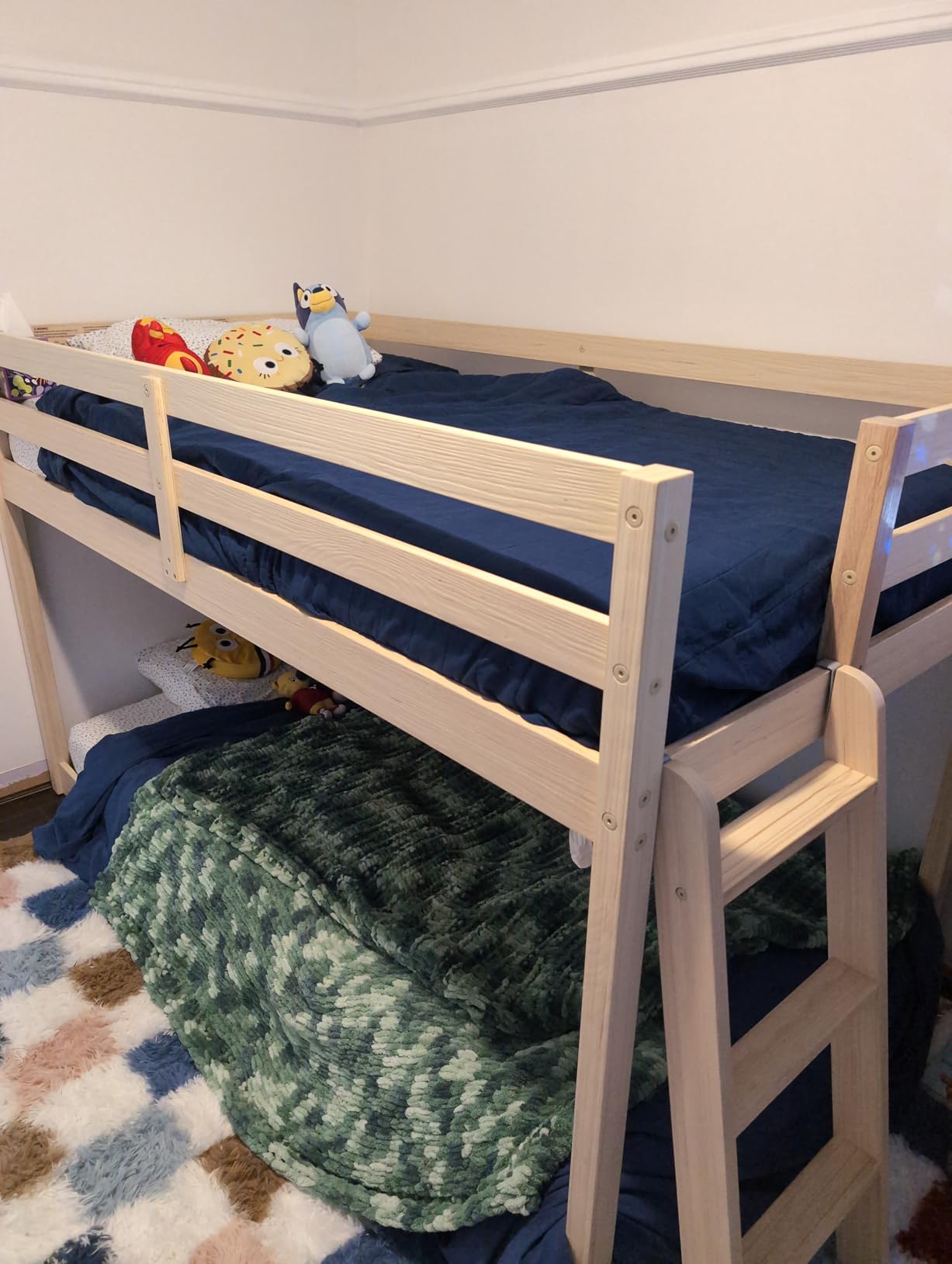 Bear Twin Over Twin Bunk Bed, Oak Embossed Pecan, Color-Matched Hardware, Metal Support Bar, Engineered Wood, Flexible Design, Easy Assembly, Guardrails customer photo 2