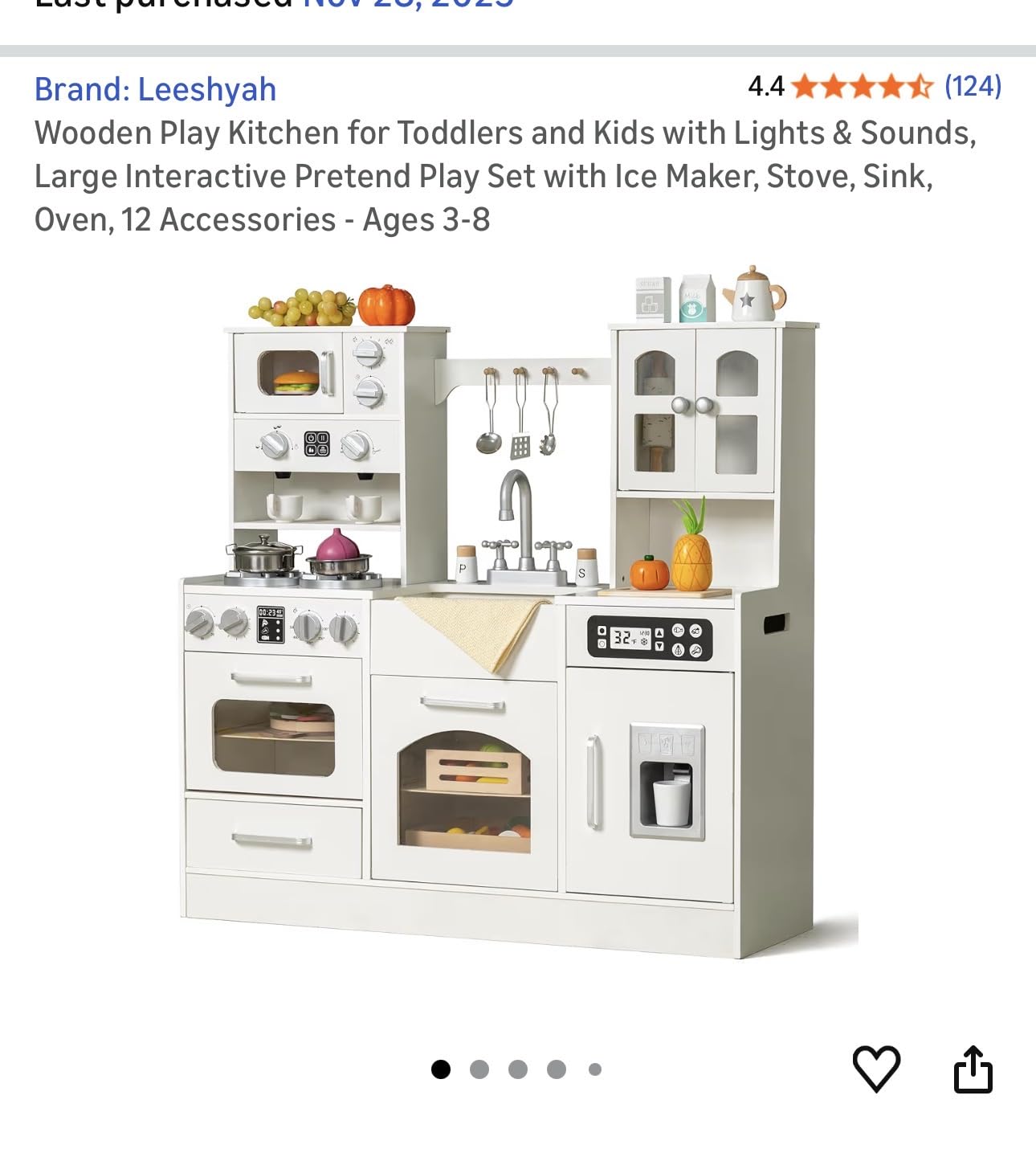 Wooden Play Kitchen with Real Lights & Sounds, Modern Kids Kitchen Playset | Coffee Maker, Ice Maker, Stove, Sink, Oven, Cabinets & 12 Accessories for Cooking, Drink-Making, Serving and Cleanup, Ages 3+ customer photo 2