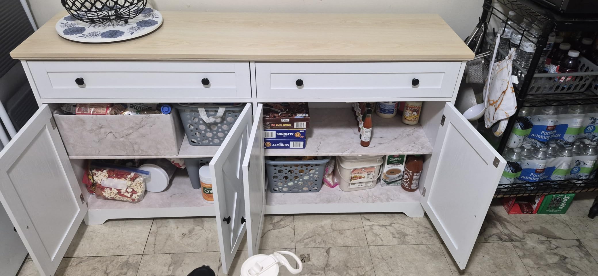 IRONCK Buffet Cabinet with Storage, Sideboard Cabinet with Drawers & Doors | 2 Drawers, 4 Doors and 2 Adjustable Shelves. 59inch Wide. FSC-certified Wood. Anti-tip Device. Charcoal Grey and Beige Maple. customer photo 1