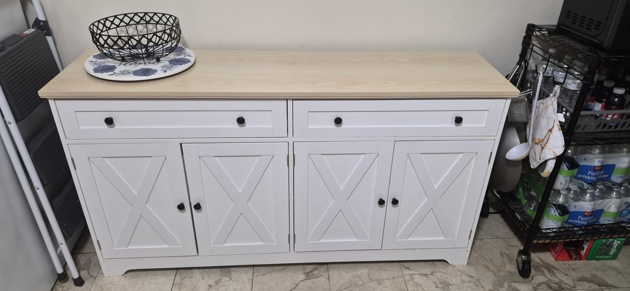 IRONCK Buffet Cabinet with Storage, Sideboard Cabinet with Drawers & Doors | 2 Drawers, 4 Doors and 2 Adjustable Shelves. 59inch Wide. FSC-certified Wood. Anti-tip Device. Charcoal Grey and Beige Maple. customer photo 2